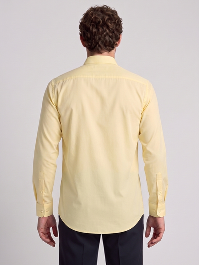 Men's Pure Cotton Solid Slim Fit Full Sleeve Casual Shirt - Yellow