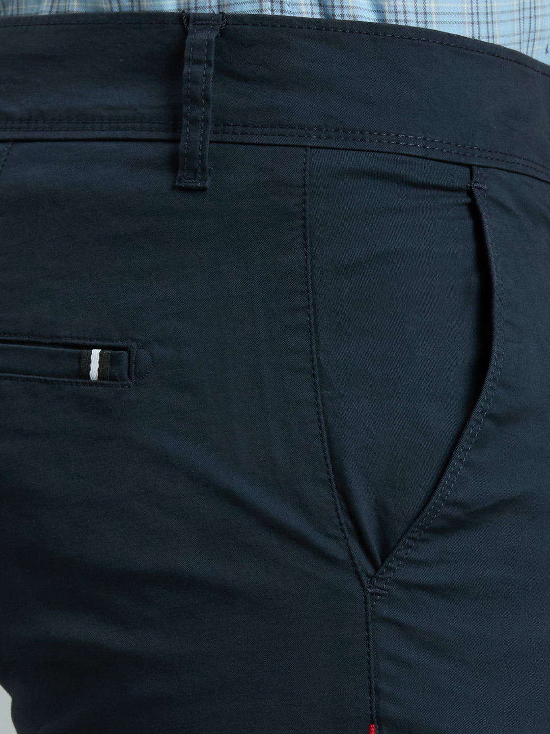 Navy Twill Cotton Elastane Tailor Fit Casual Open Bottom Chino