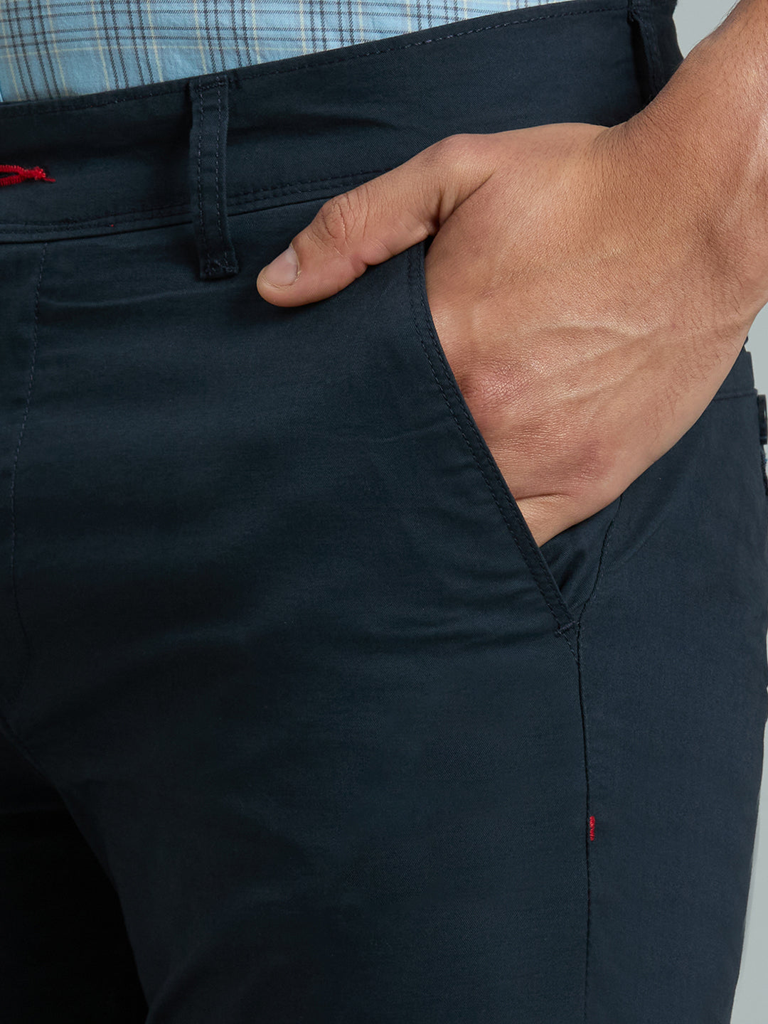 Navy Twill Cotton Elastane Tailor Fit Casual Open Bottom Chino