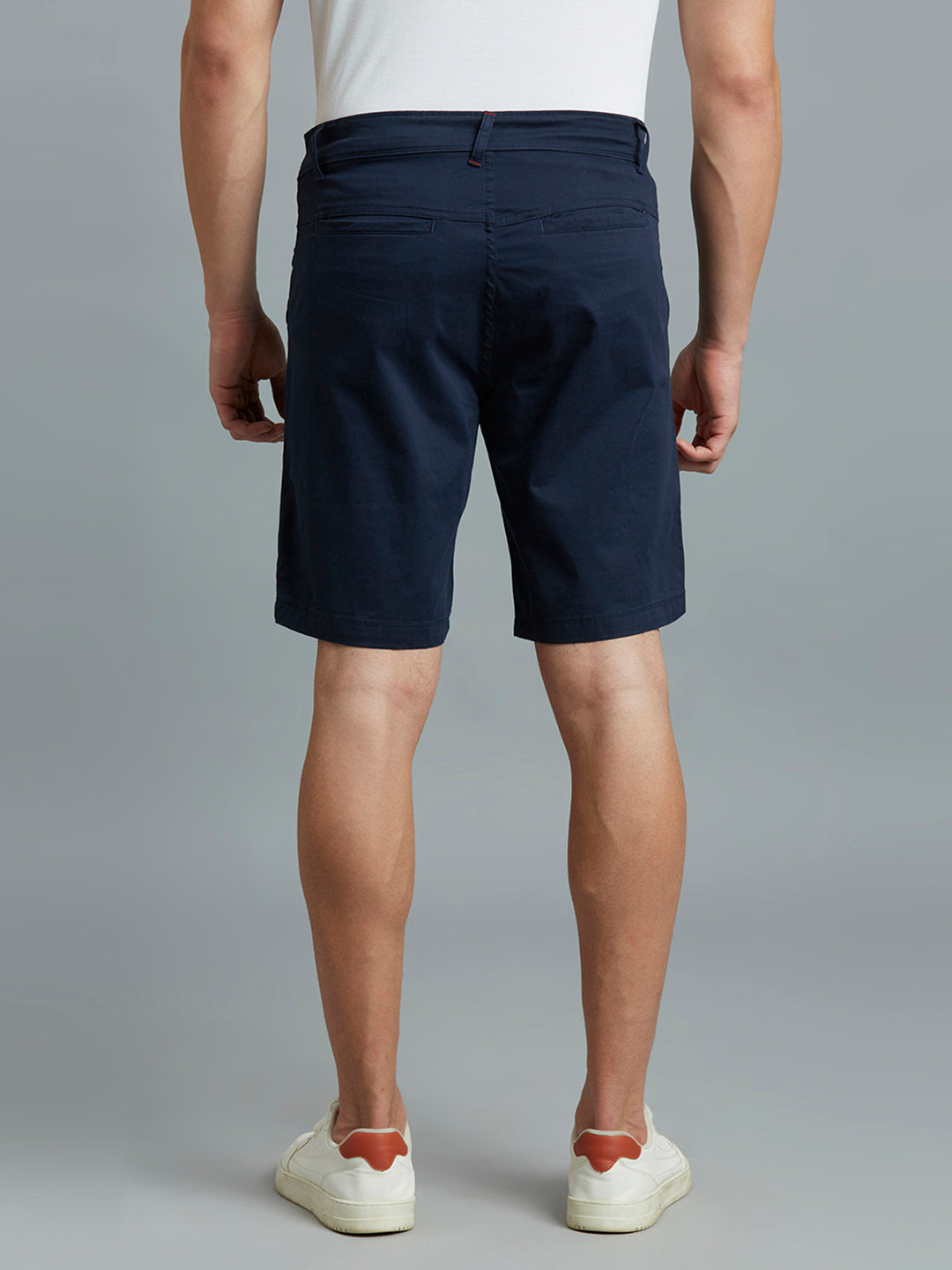 Navy Twill Cotton Spandex Tailor Fit Casual Closed Bottom Short