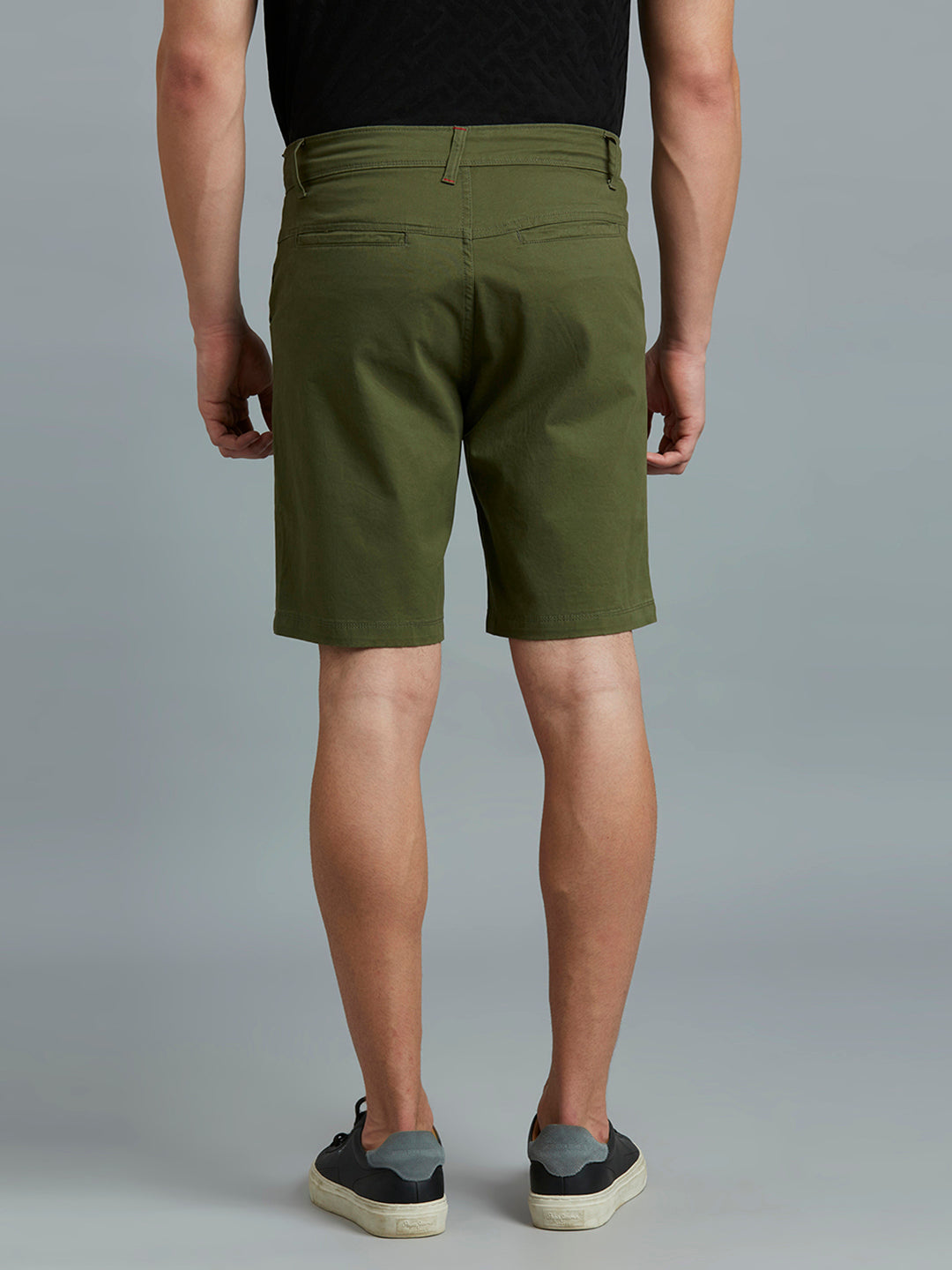 Olive Twill Cotton Spandex Tailor Fit Casual Closed Bottom Short
