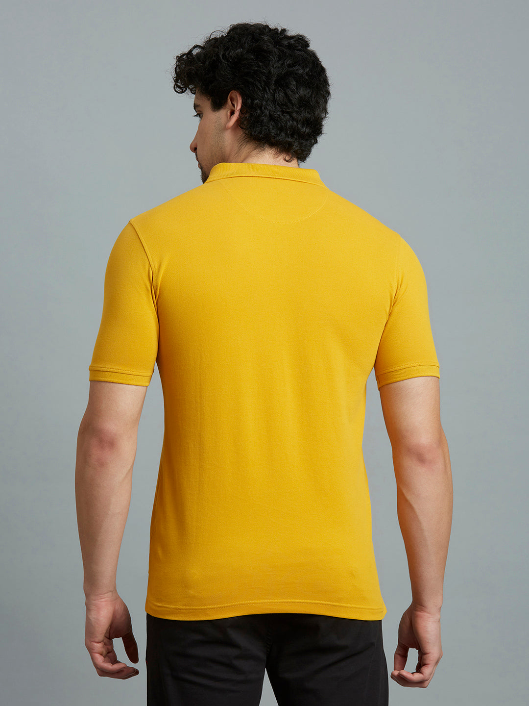Golden Yellow Pq Cotton Spandex Slim Fit Casual Half Sleeve T-Shirt