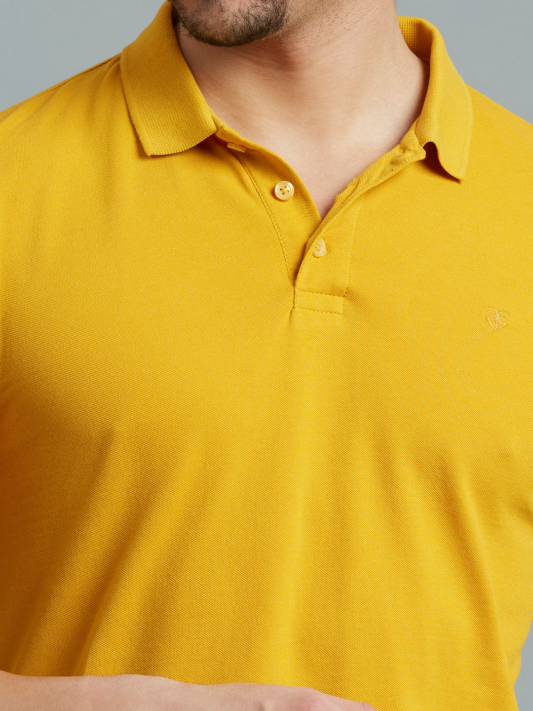 Golden Yellow Pq Cotton Spandex Slim Fit Casual Half Sleeve T-Shirt