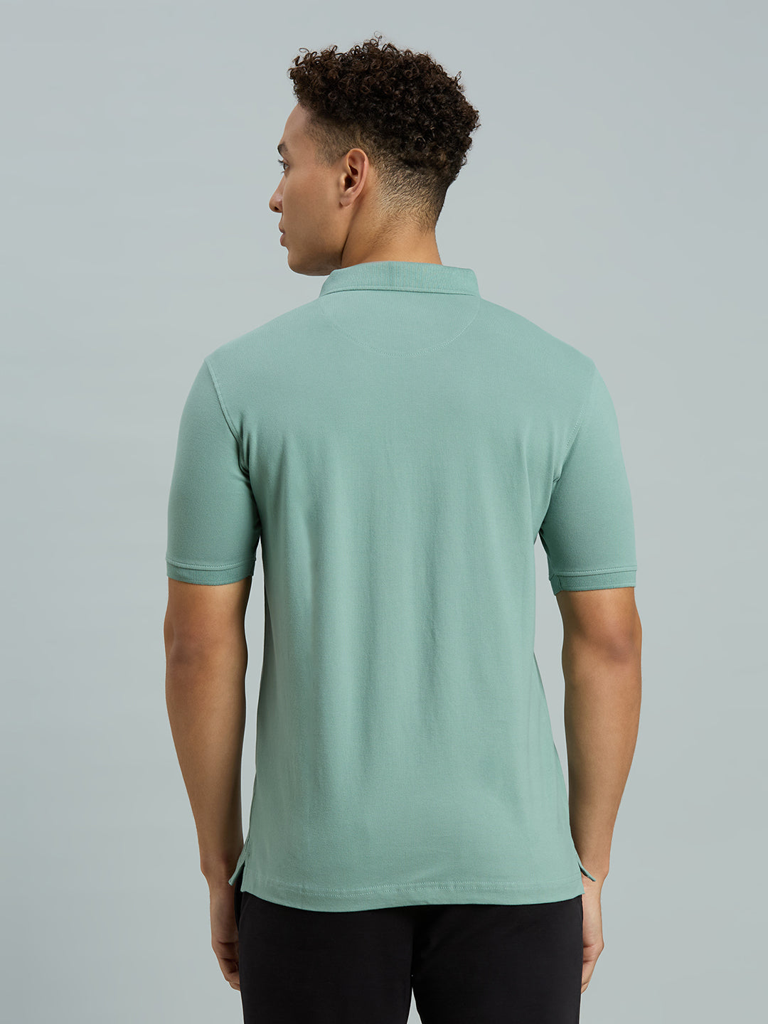 Green Fig Pq Cotton Spandex Slim Fit Casual Half Sleeve T-Shirt