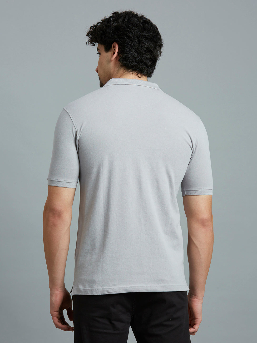 Light Grey Pq Cotton Spandex Slim Fit Casual Half Sleeve T-Shirt