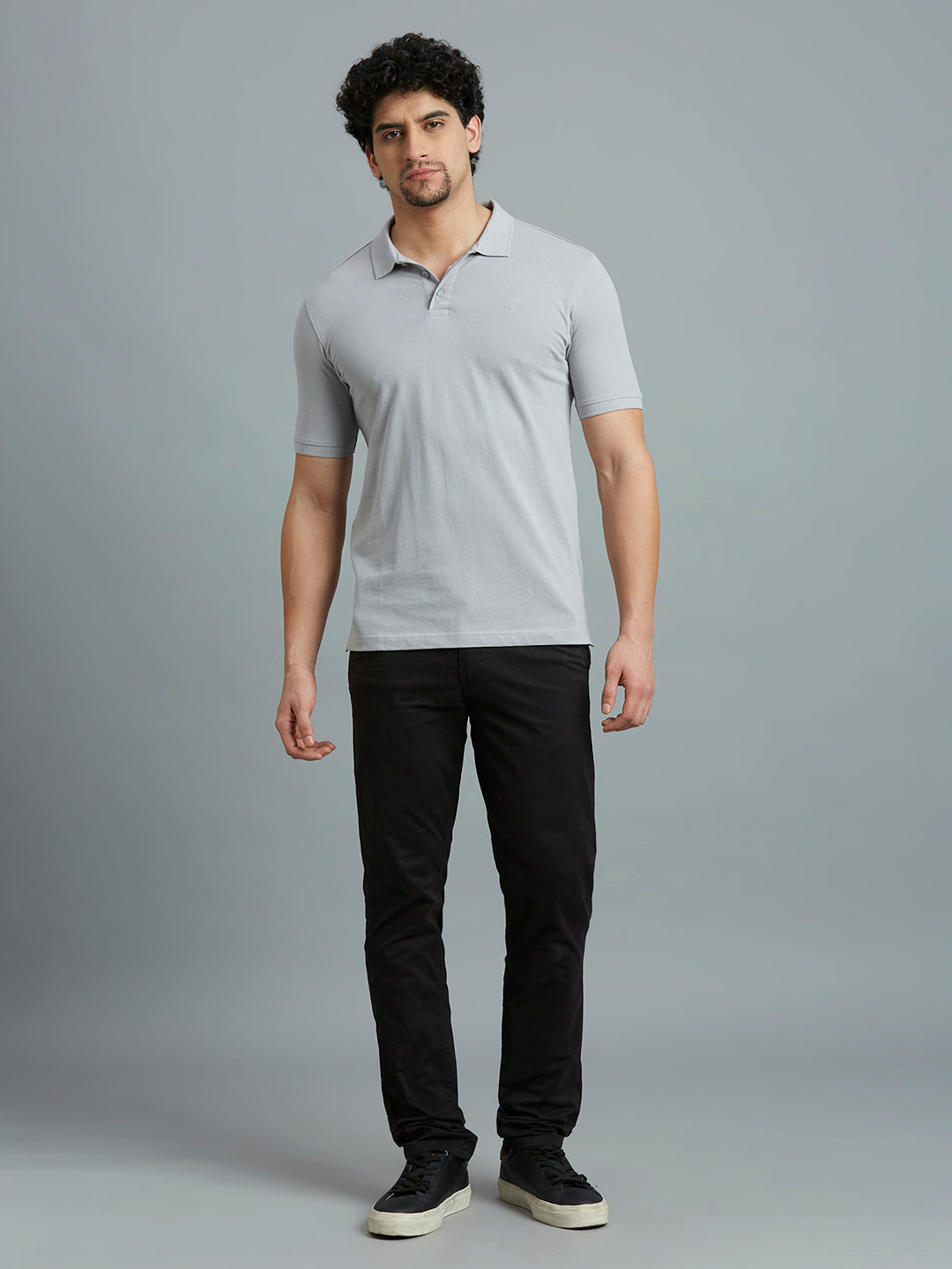 Light Grey Pq Cotton Spandex Slim Fit Casual Half Sleeve T-Shirt