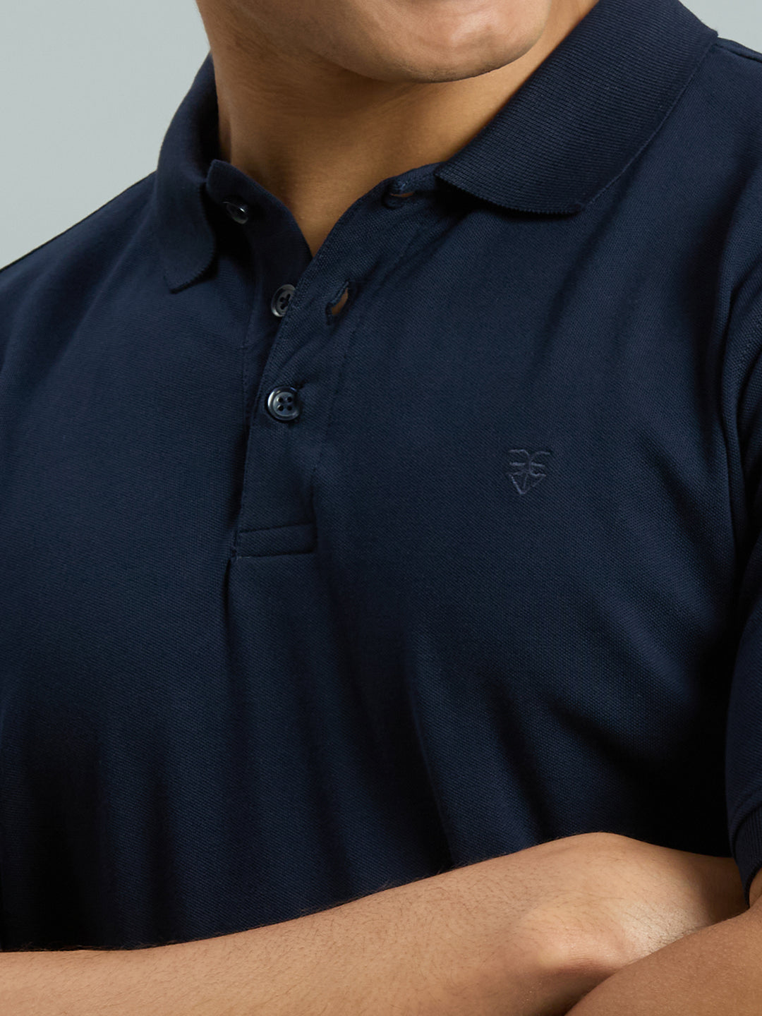 Navy Pq Cotton Spandex Slim Fit Casual Half Sleeve T-Shirt
