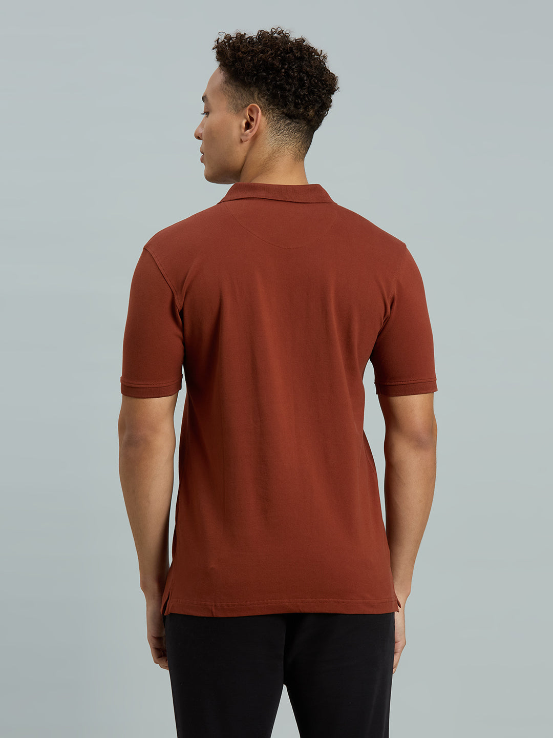 Rust Pq Cotton Spandex Slim Fit Casual Half Sleeve T-Shirt