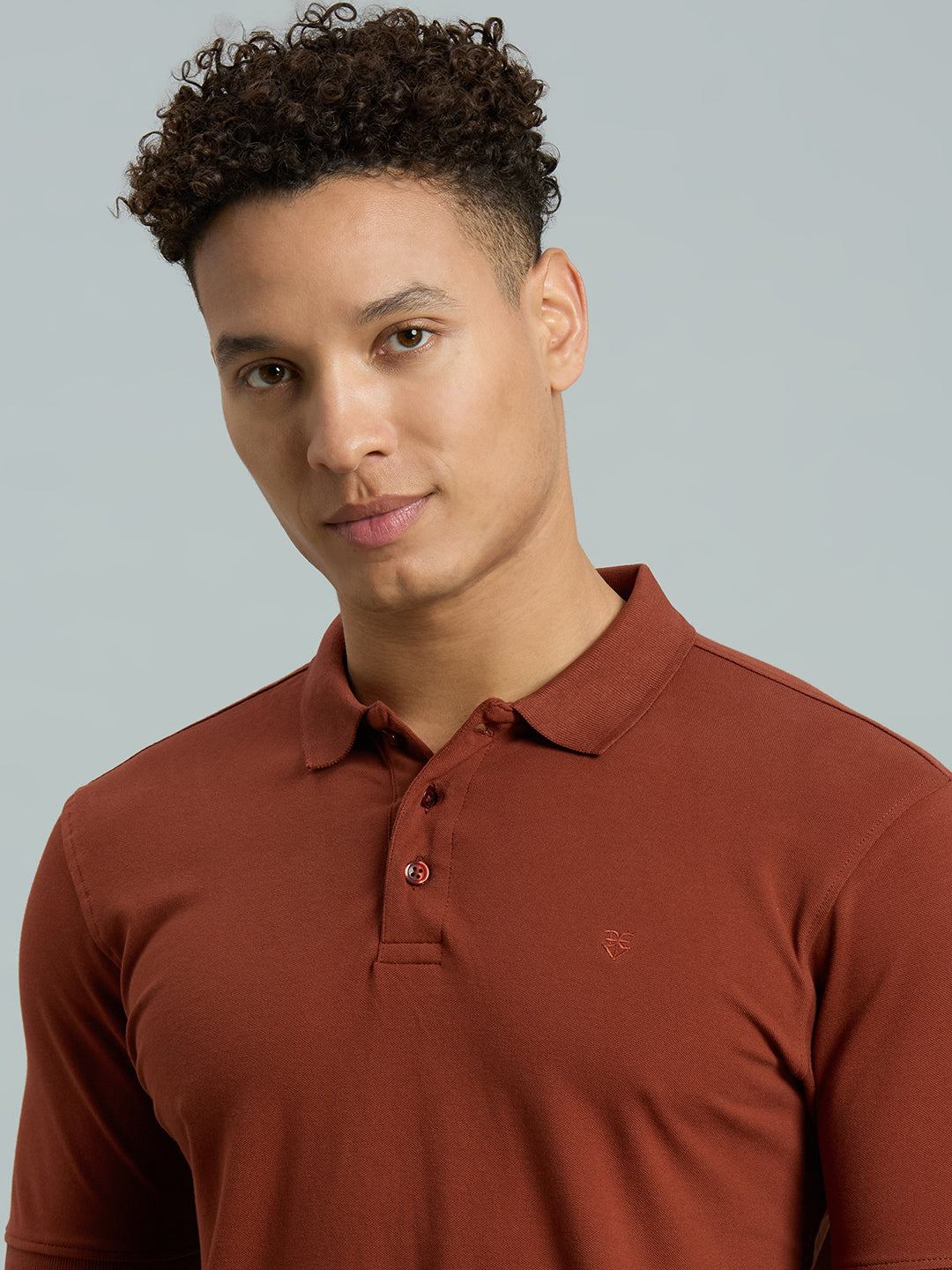 Rust Pq Cotton Spandex Slim Fit Casual Half Sleeve T-Shirt