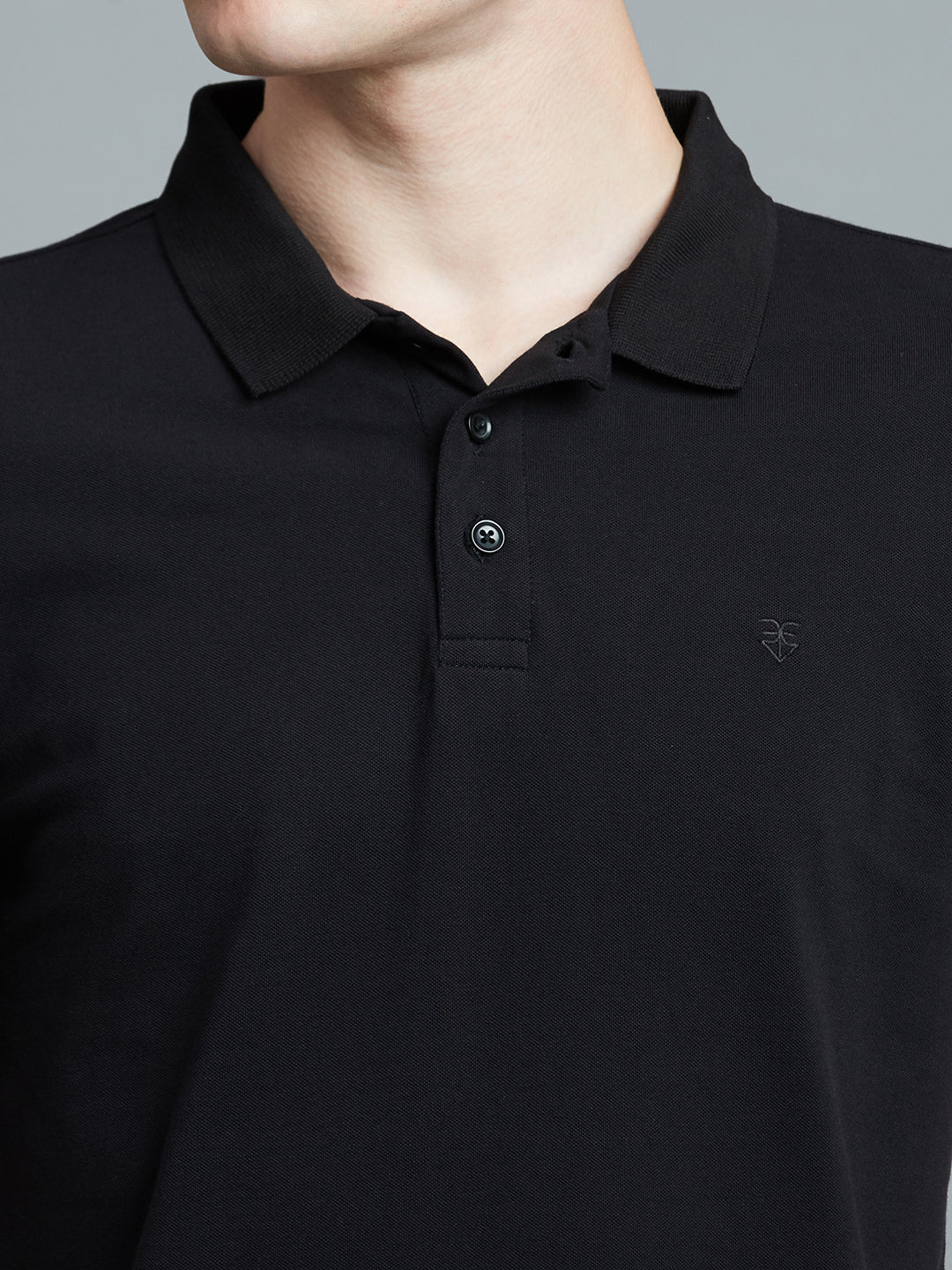 Black Pq Cotton Spandex Slim Fit Casual Half Sleeve T-Shirt