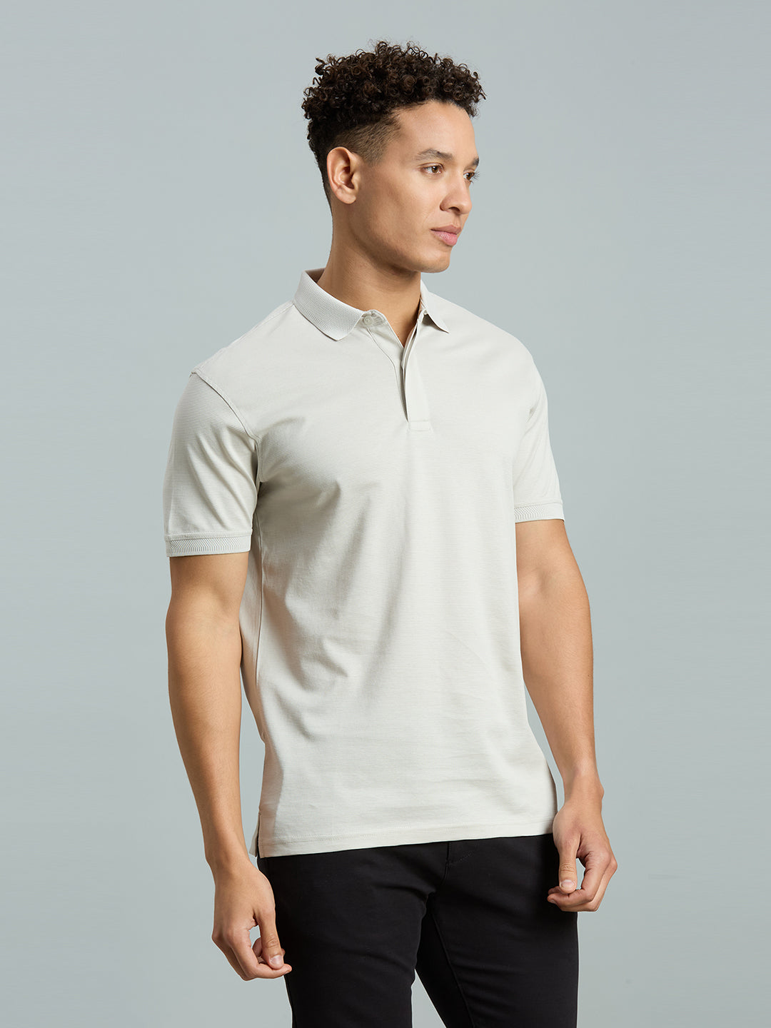 Ultimate Comfort Oyster Jacquard 100% Cotton Slim Fit Casual Half Sleeve T-Shirt