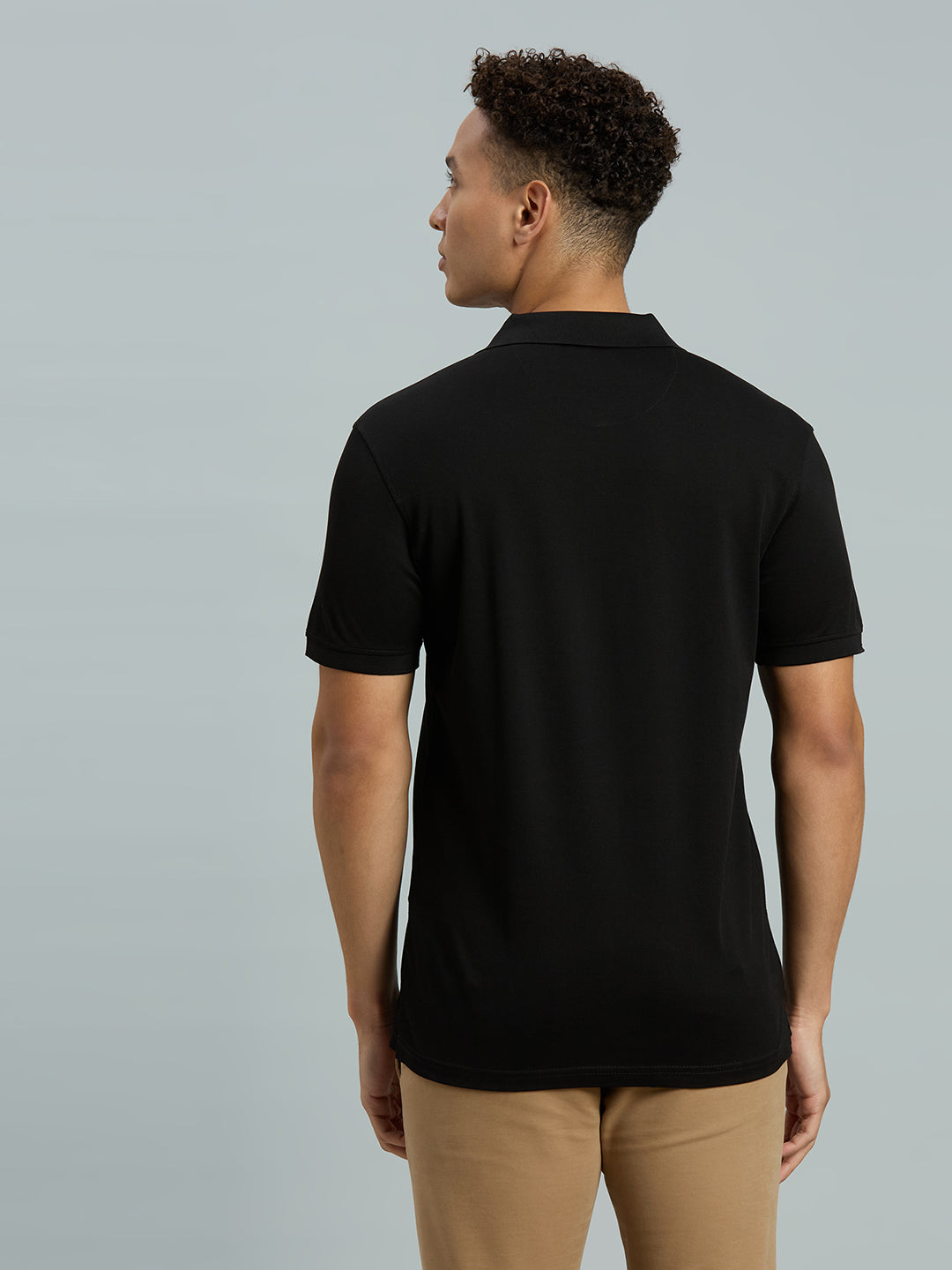 Black Pq 100% Cotton Slim Fit Casual Half Sleeve T-Shirt