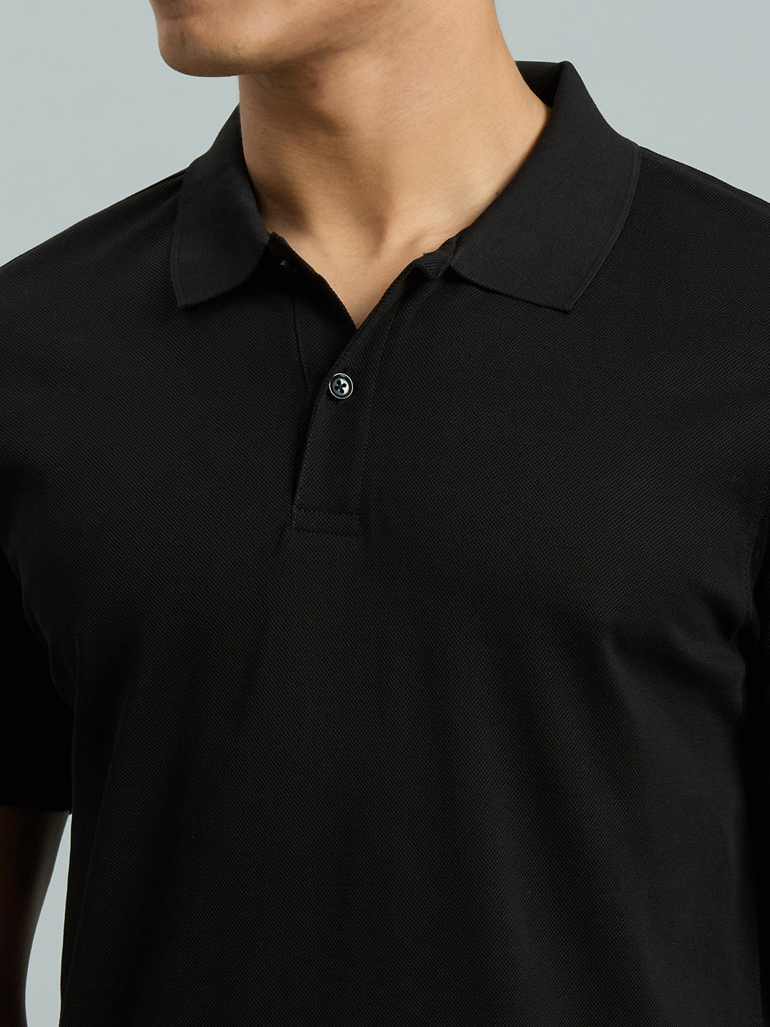 Black Pq 100% Cotton Slim Fit Casual Half Sleeve T-Shirt