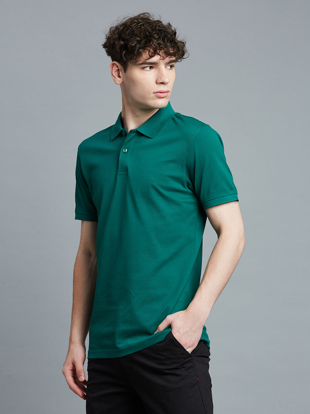Dark Green Pq 100% Cotton Slim Fit Casual Half Sleeve T-Shirts