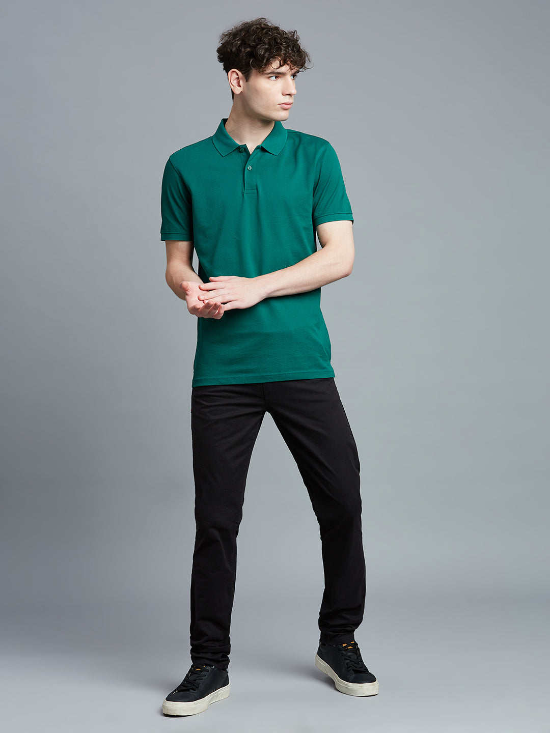 Dark Green Pq 100% Cotton Slim Fit Casual Half Sleeve T-Shirts