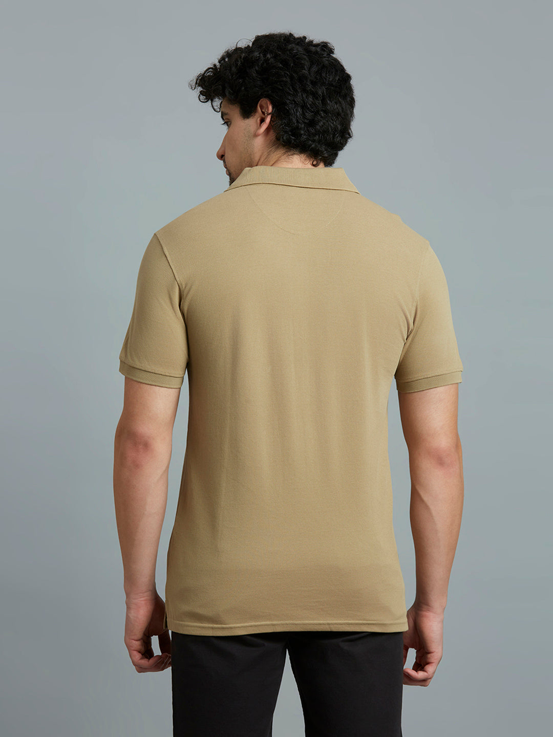 Light Brown Pq 100% Cotton Slim Fit Casual Half Sleeve T-Shirt