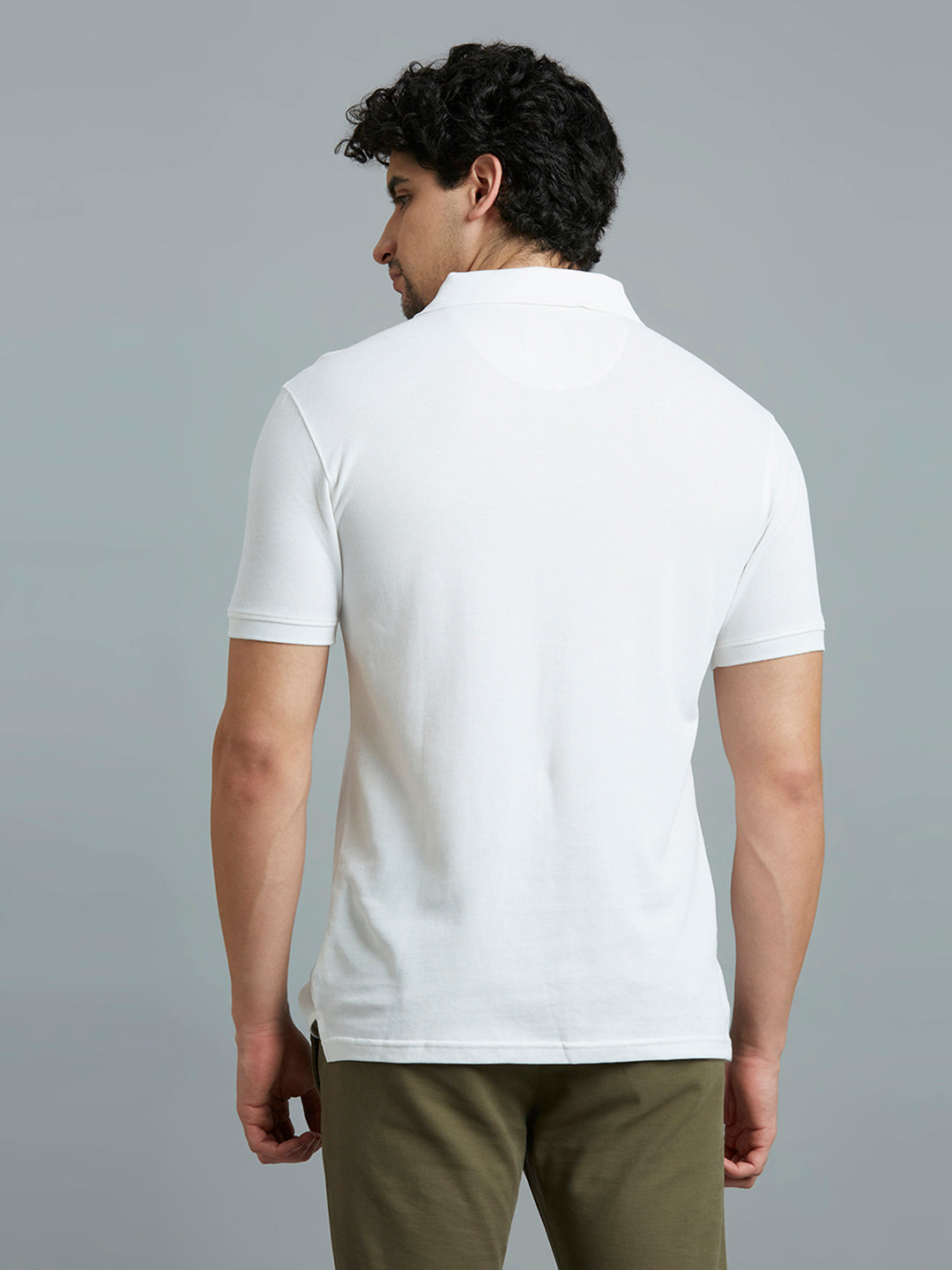 White Pq 100% Cotton Slim Fit Casual Half Sleeve T-Shirt