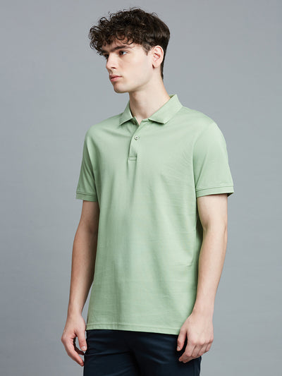 Saga Green Pq 100% Cotton Slim Fit Casual Half Sleeve T-Shirt