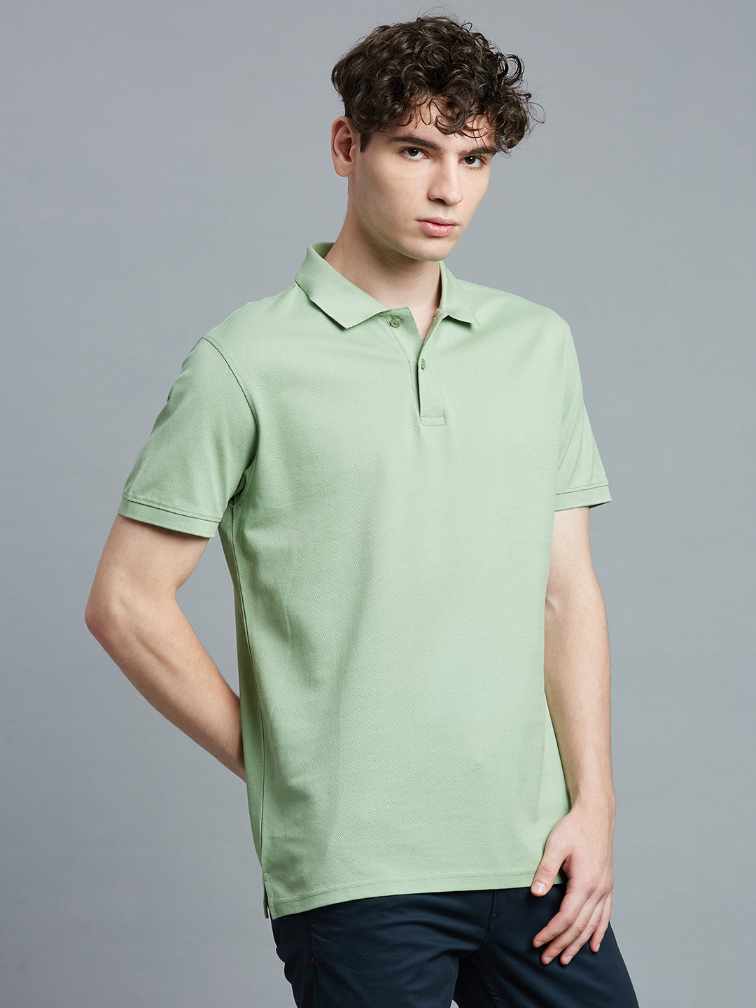 Saga Green Pq 100% Cotton Slim Fit Casual Half Sleeve T-Shirt