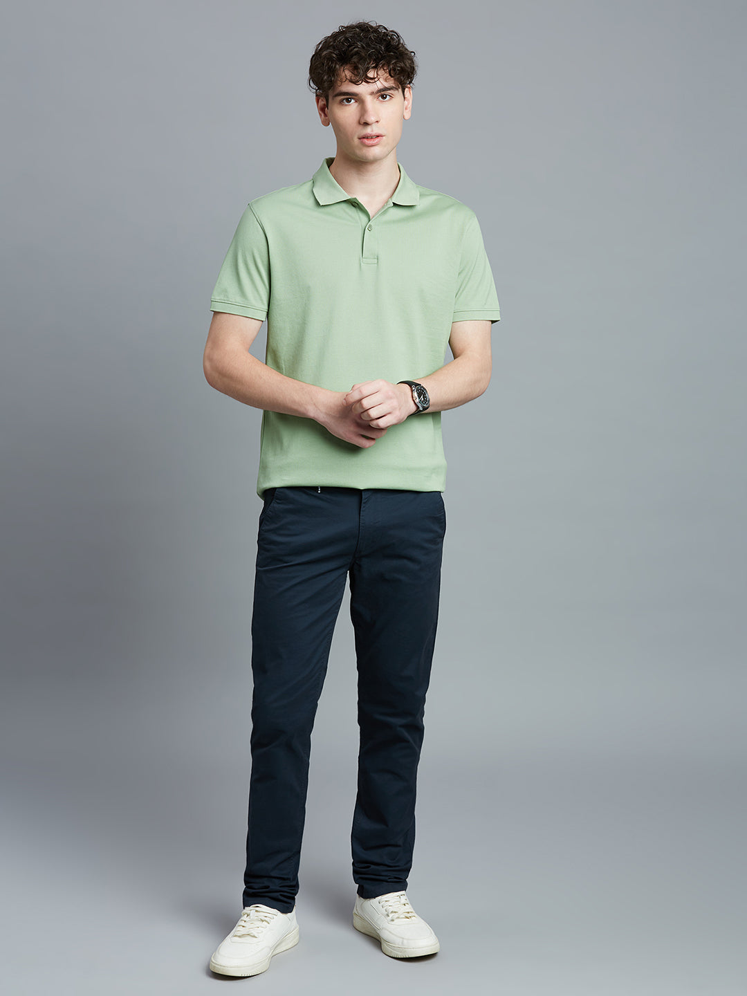 Saga Green Pq 100% Cotton Slim Fit Casual Half Sleeve T-Shirt