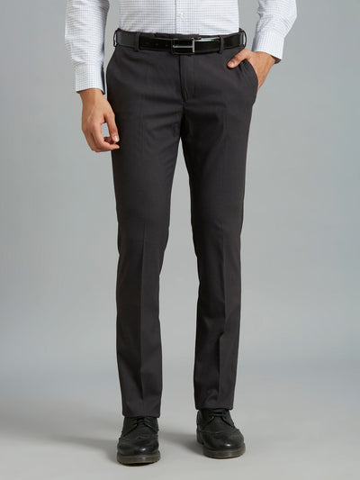 Best Black Checks Poly Viscose Elastane Auto Fit Formal Cross Pocket Trouser