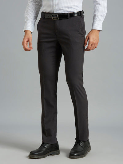 Best Black Checks Poly Viscose Elastane Auto Fit Formal Cross Pocket Trouser