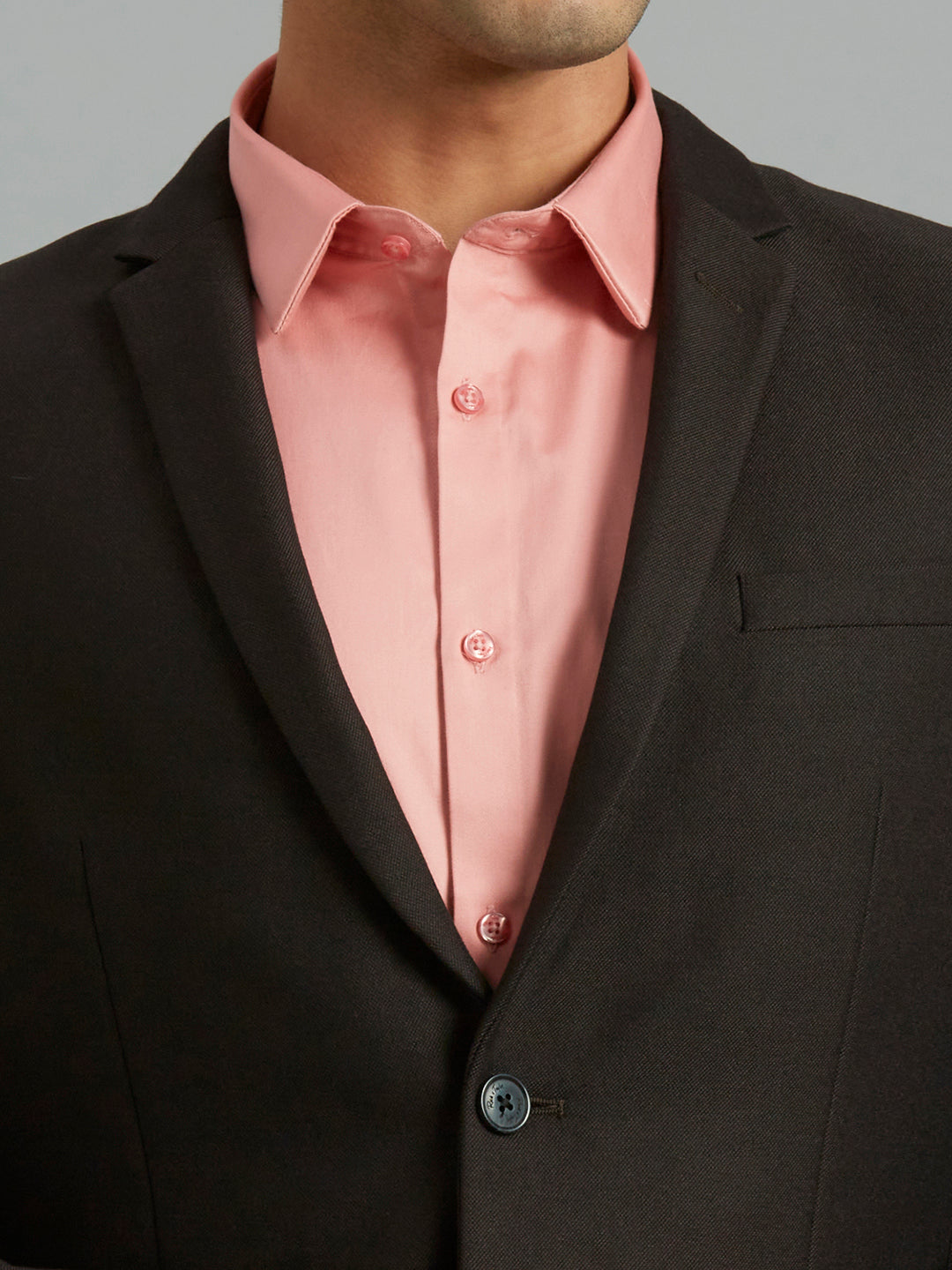 Superior Black Dobby Y/D Poly Viscose Elastane Tailor Fit Formal Full Sleeve Blazers