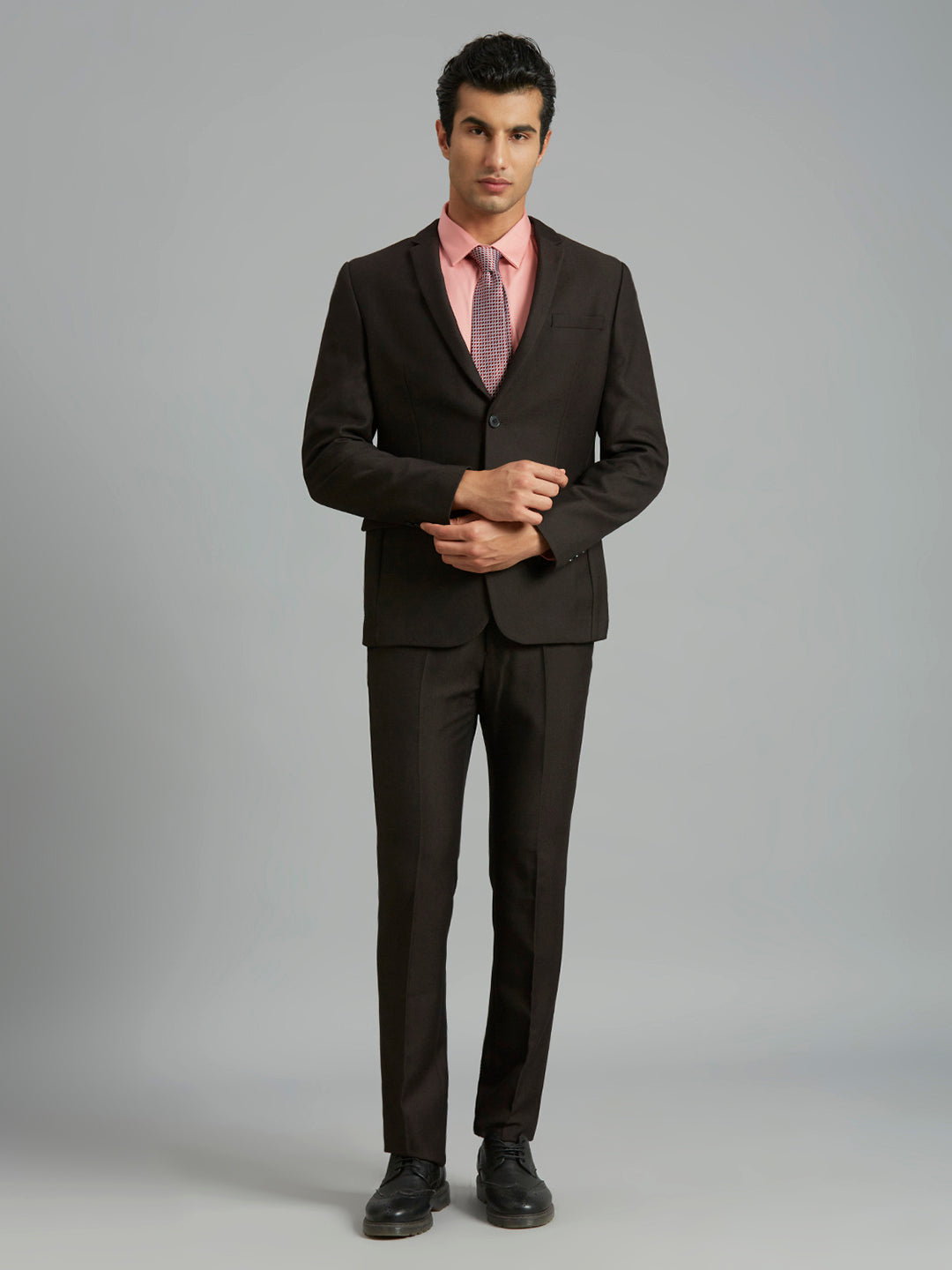 Superior Black Dobby Y/D Poly Viscose Elastane Tailor Fit Formal Full Sleeve Blazers