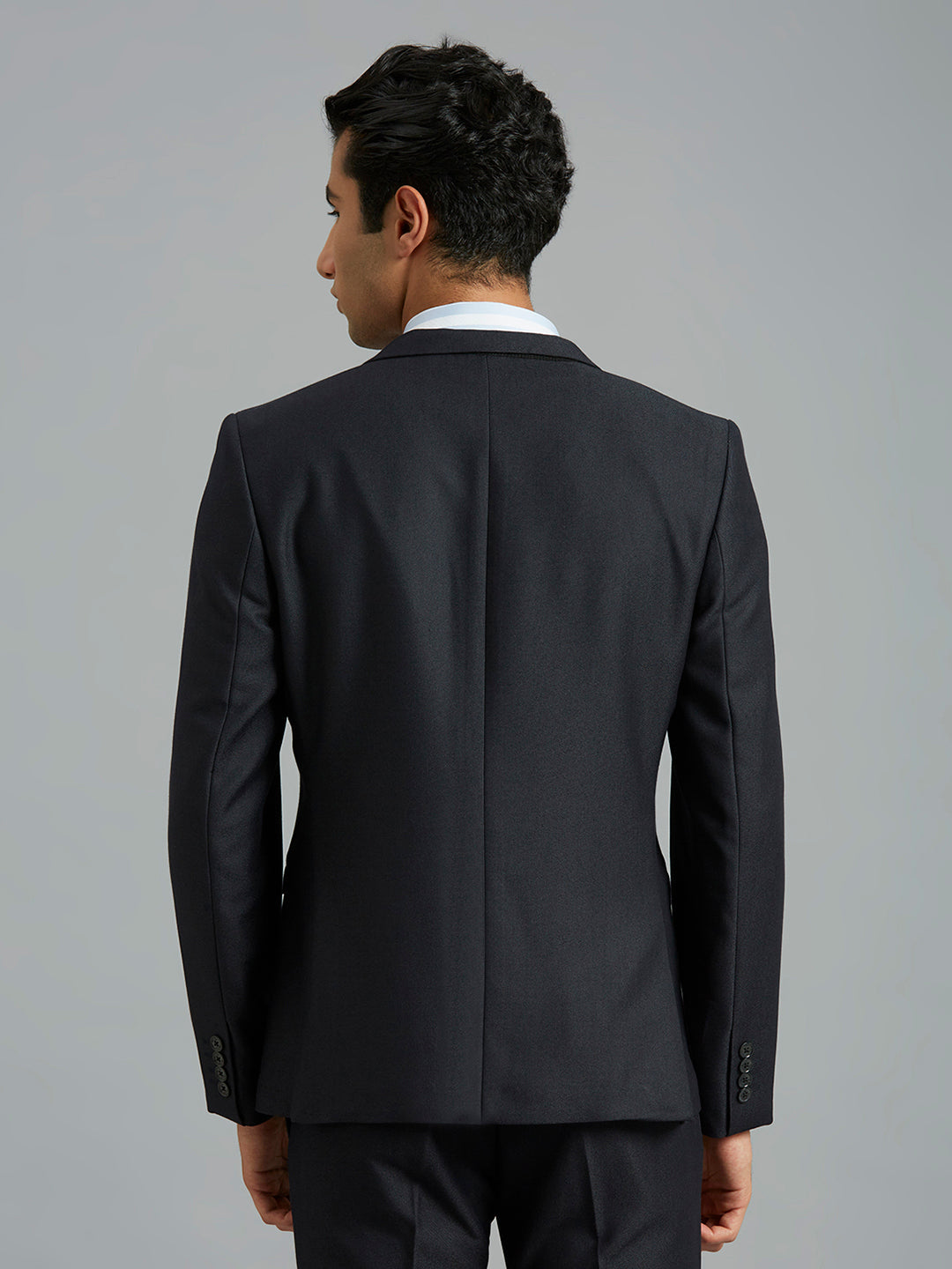 Charcoal Dobby Y/D Poly Viscose Elastane Tailor Fit Formal Full Sleeve Blazers