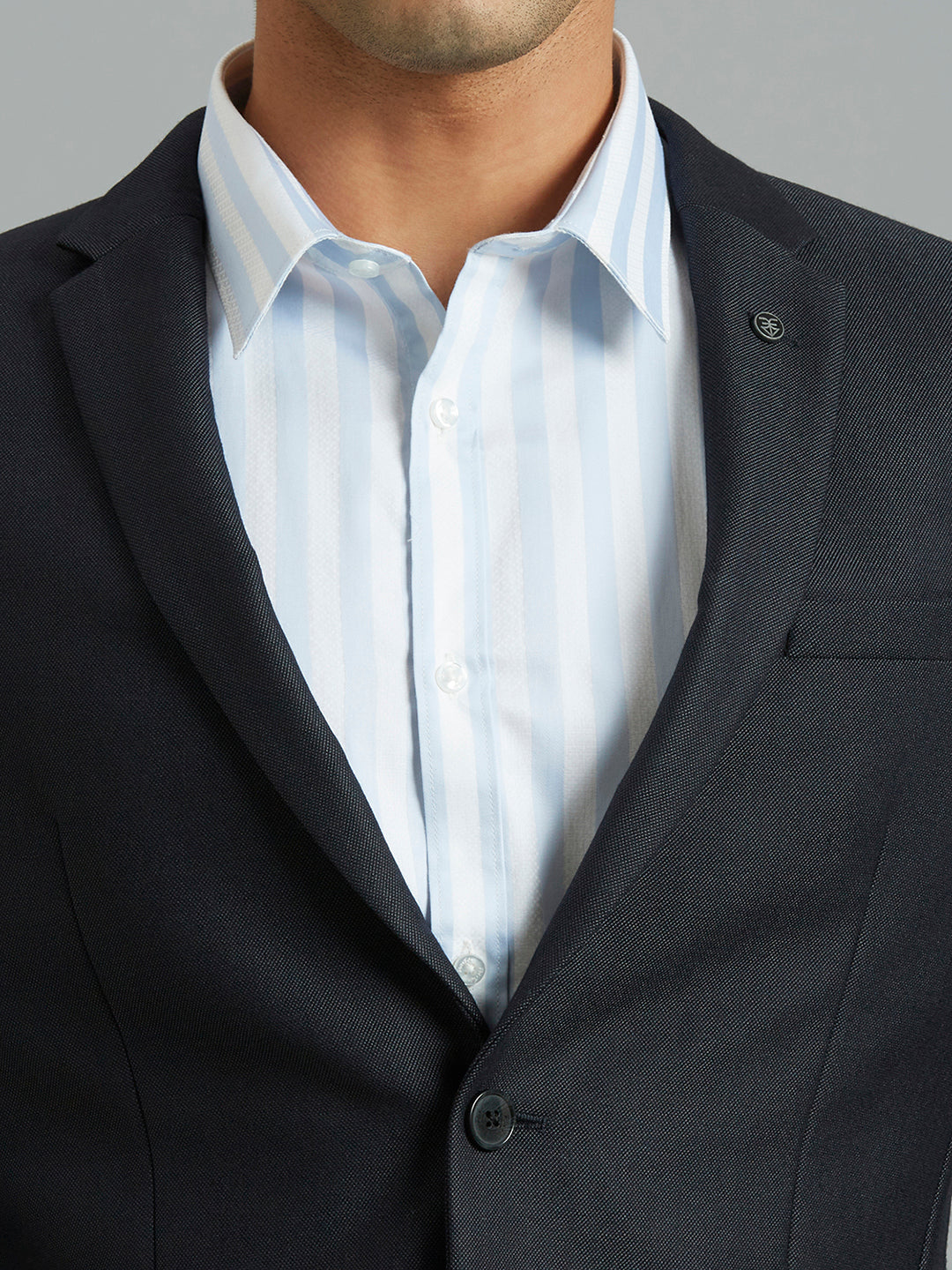 Charcoal Dobby Y/D Poly Viscose Elastane Tailor Fit Formal Full Sleeve Blazers