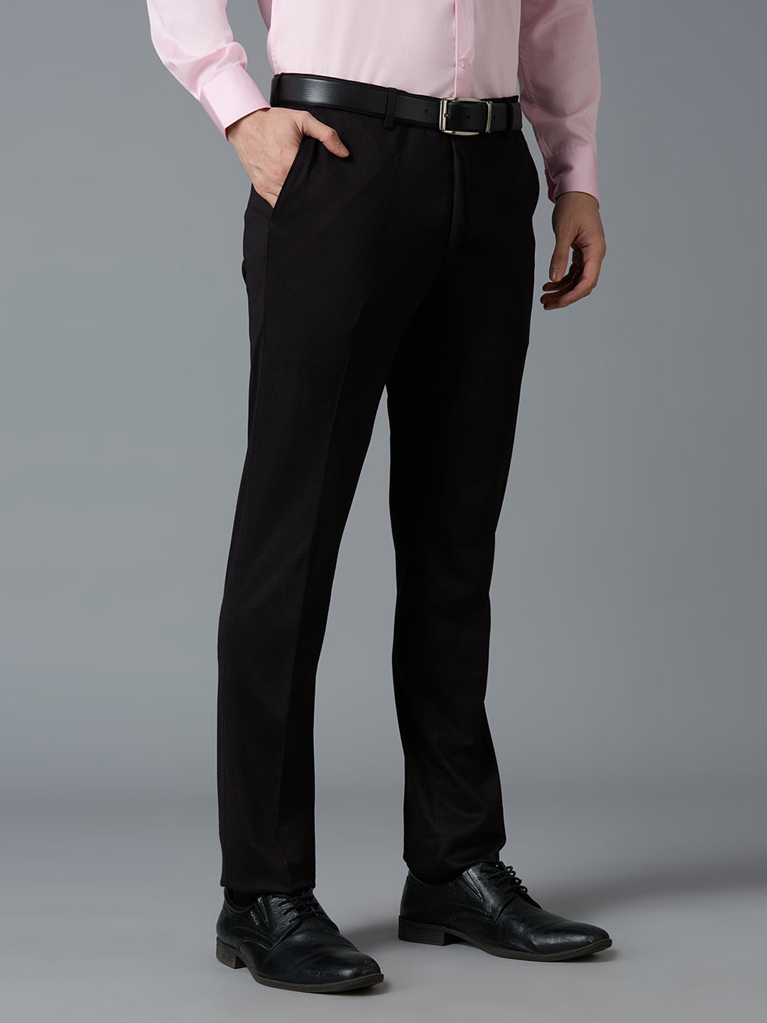 Wine Dobby Y/D Poly Viscose Elastane Tailor Fit Formal Cross Pocket Trousers