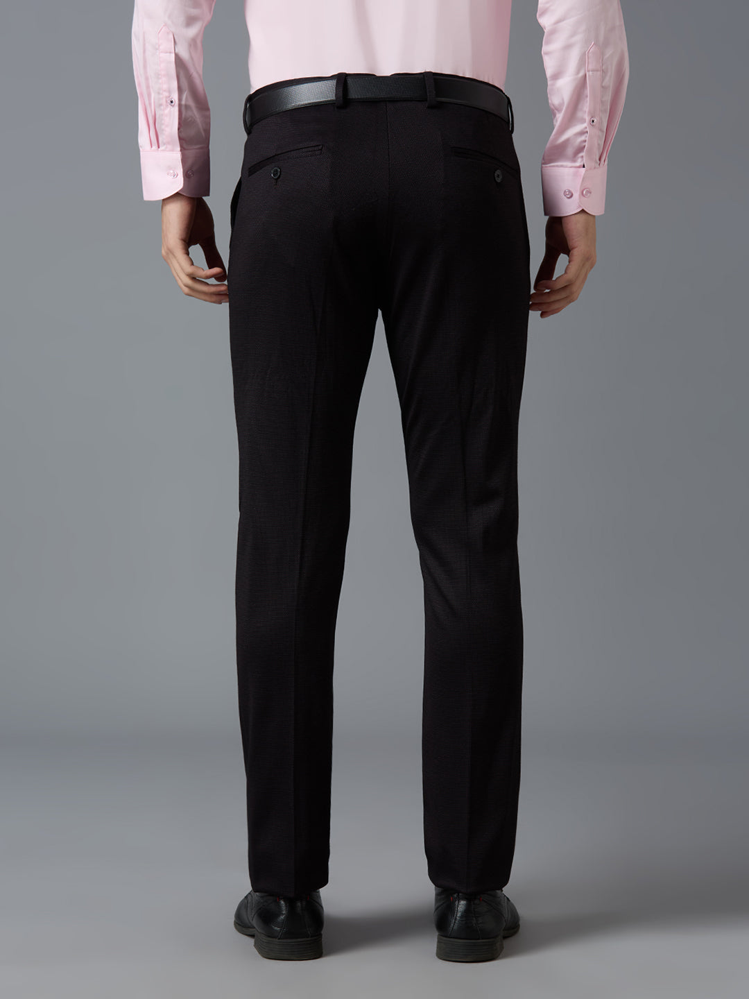 Wine Dobby Y/D Poly Viscose Elastane Tailor Fit Formal Cross Pocket Trousers