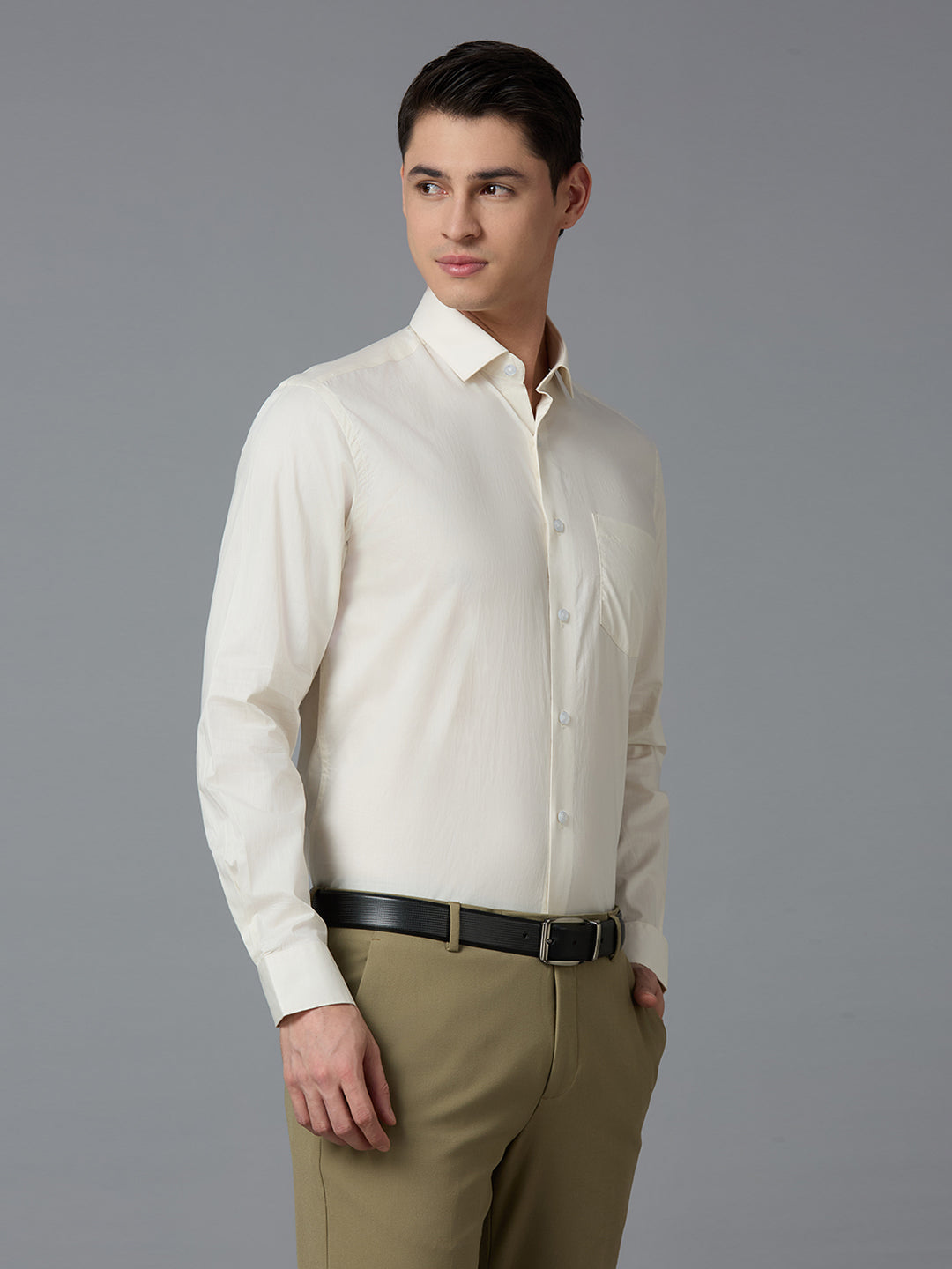 Fawn Solid 100% Cotton Regular Fit Formal Essential Full Sleeve Shirt