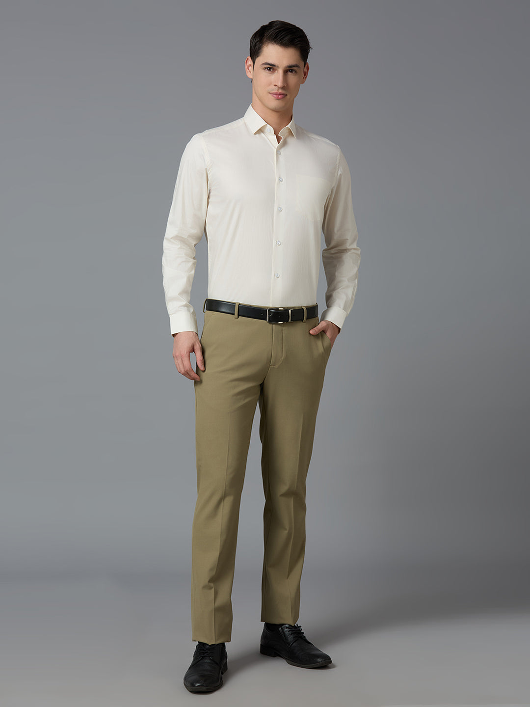 Fawn Solid 100% Cotton Regular Fit Formal Essential Full Sleeve Shirt