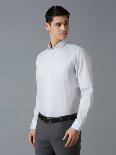 Men's Pure Cotton Plain Regular Fit Full Sleeve Formal Shirt - Light Grey
