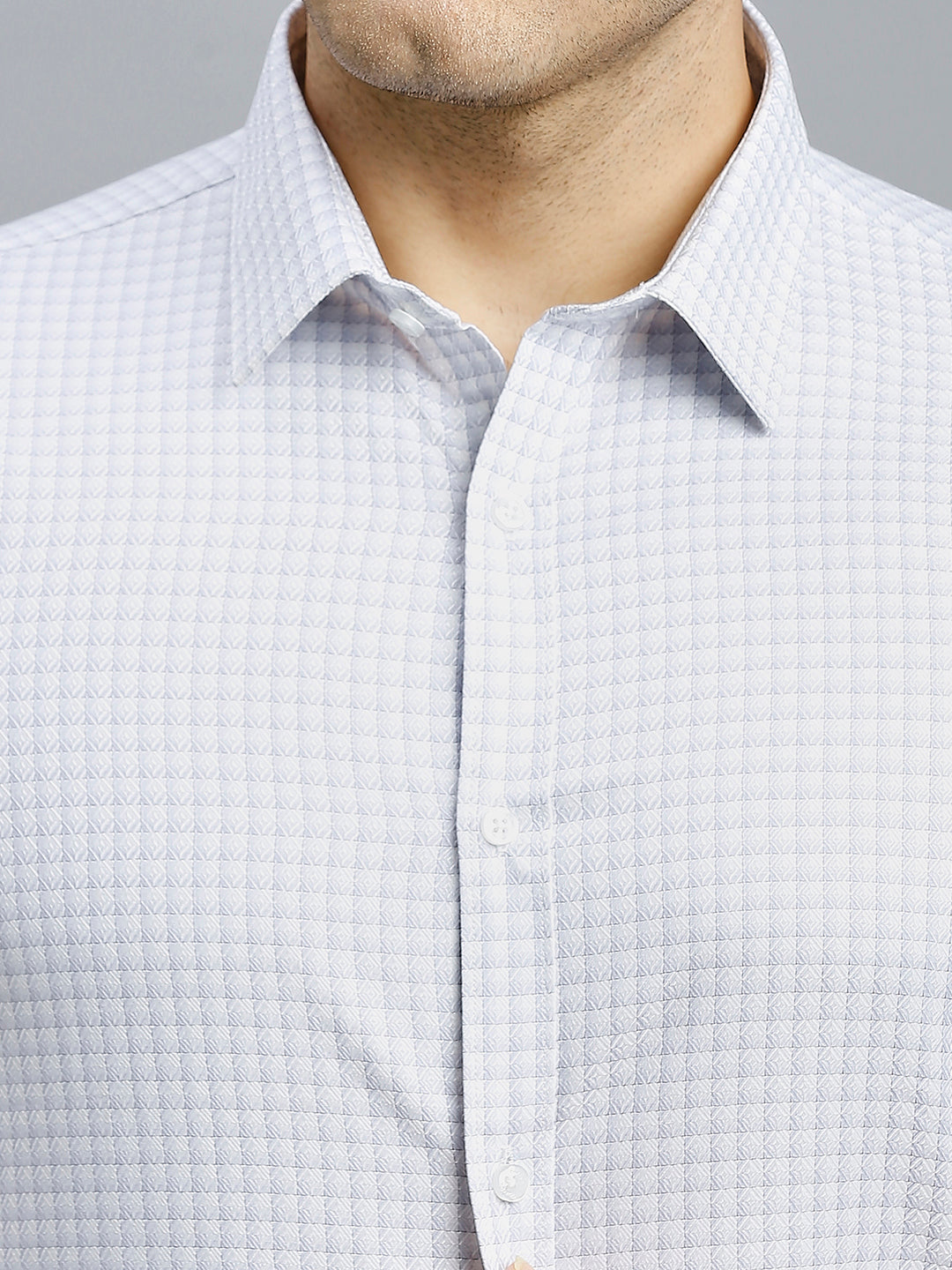 White & Grey Checks 100% Cotton Slim Fit Formal Half Sleeve Shirt