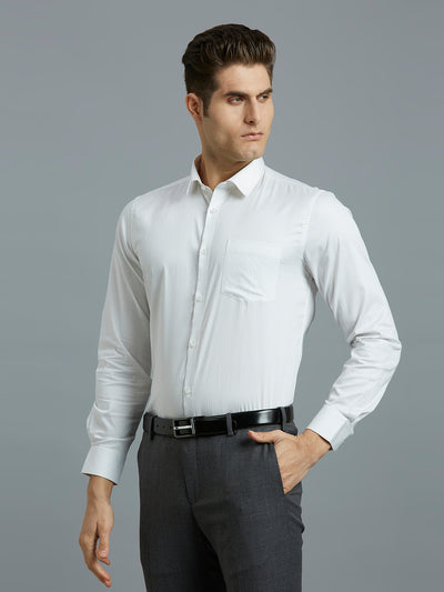 Men's Pure Cotton Stripe Stripe Regular Fit Full Sleeve Formal Shirt - Green