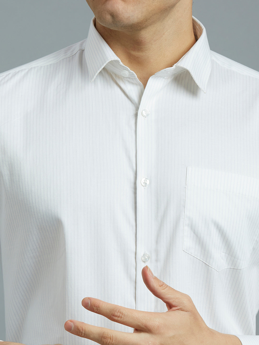 Grey Stripe 100% Cotton Regular Fit Formal Full Sleeve Shirt