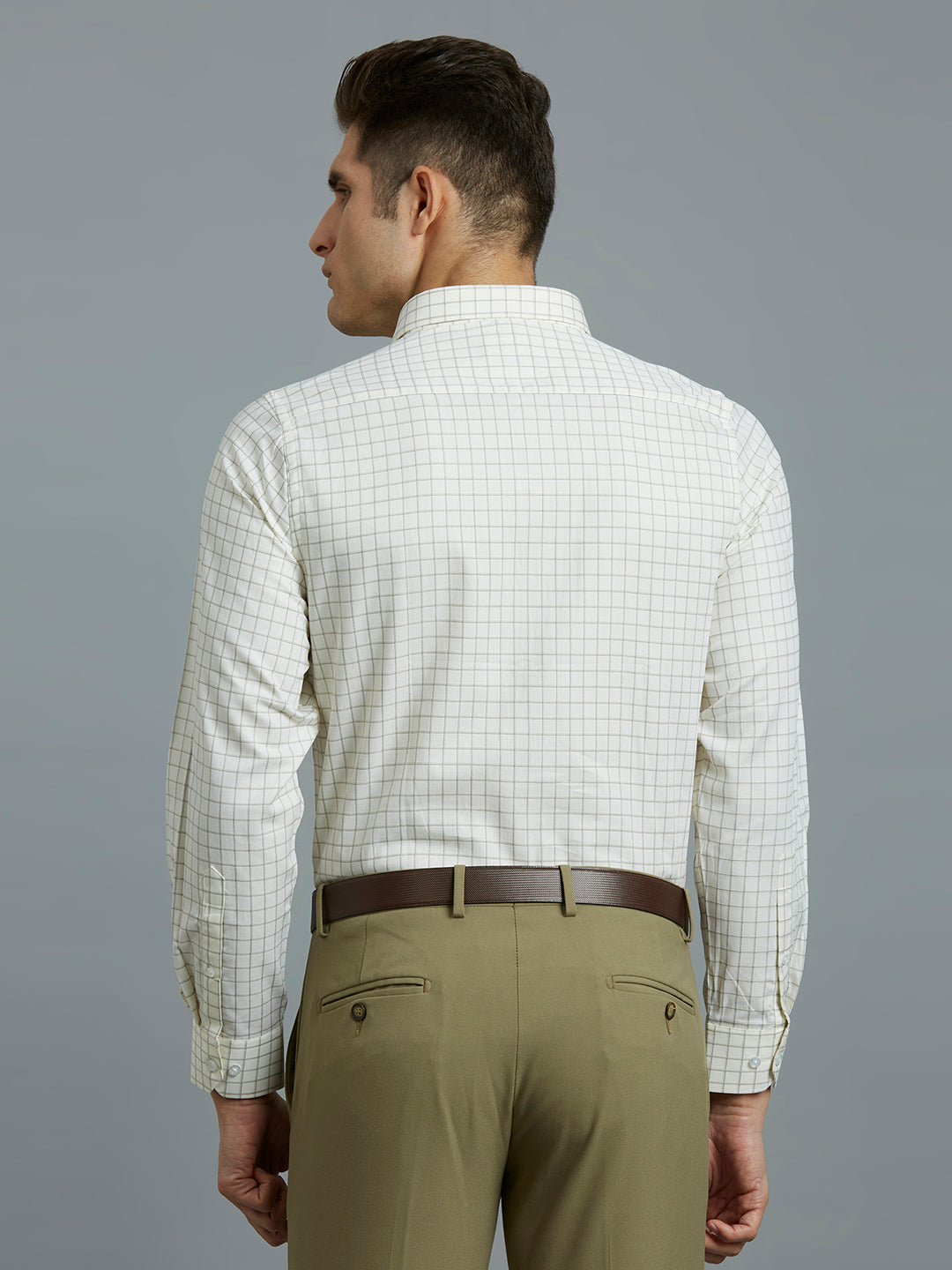 Lime & Green Checks 100% Cotton Slim Fit Formal Full Sleeve Shirt