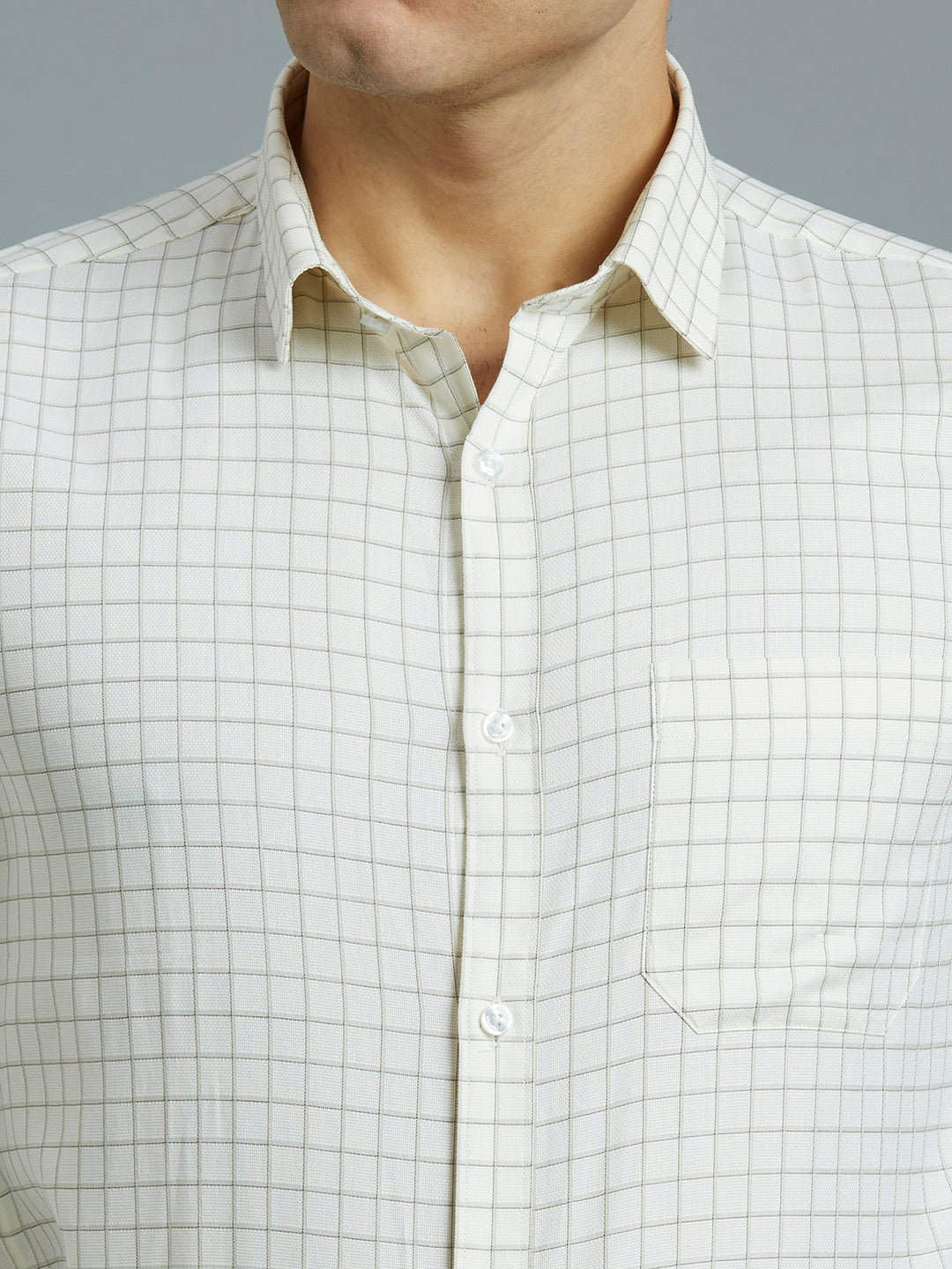 Lime & Green Checks 100% Cotton Slim Fit Formal Full Sleeve Shirt