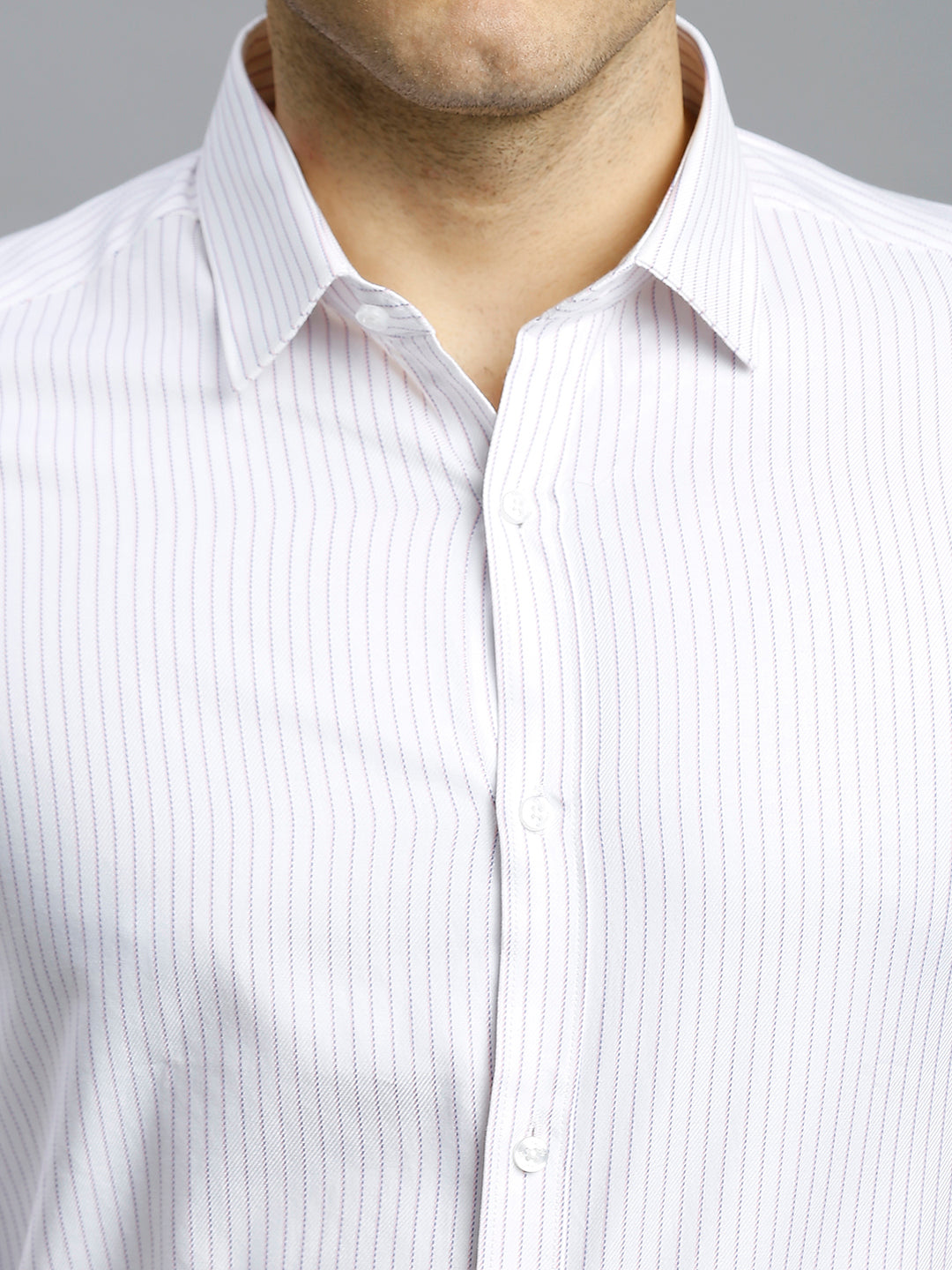 White & Pink & Blue Stripe 100% Cotton Slim Fit Formal Full Sleeve Shirt