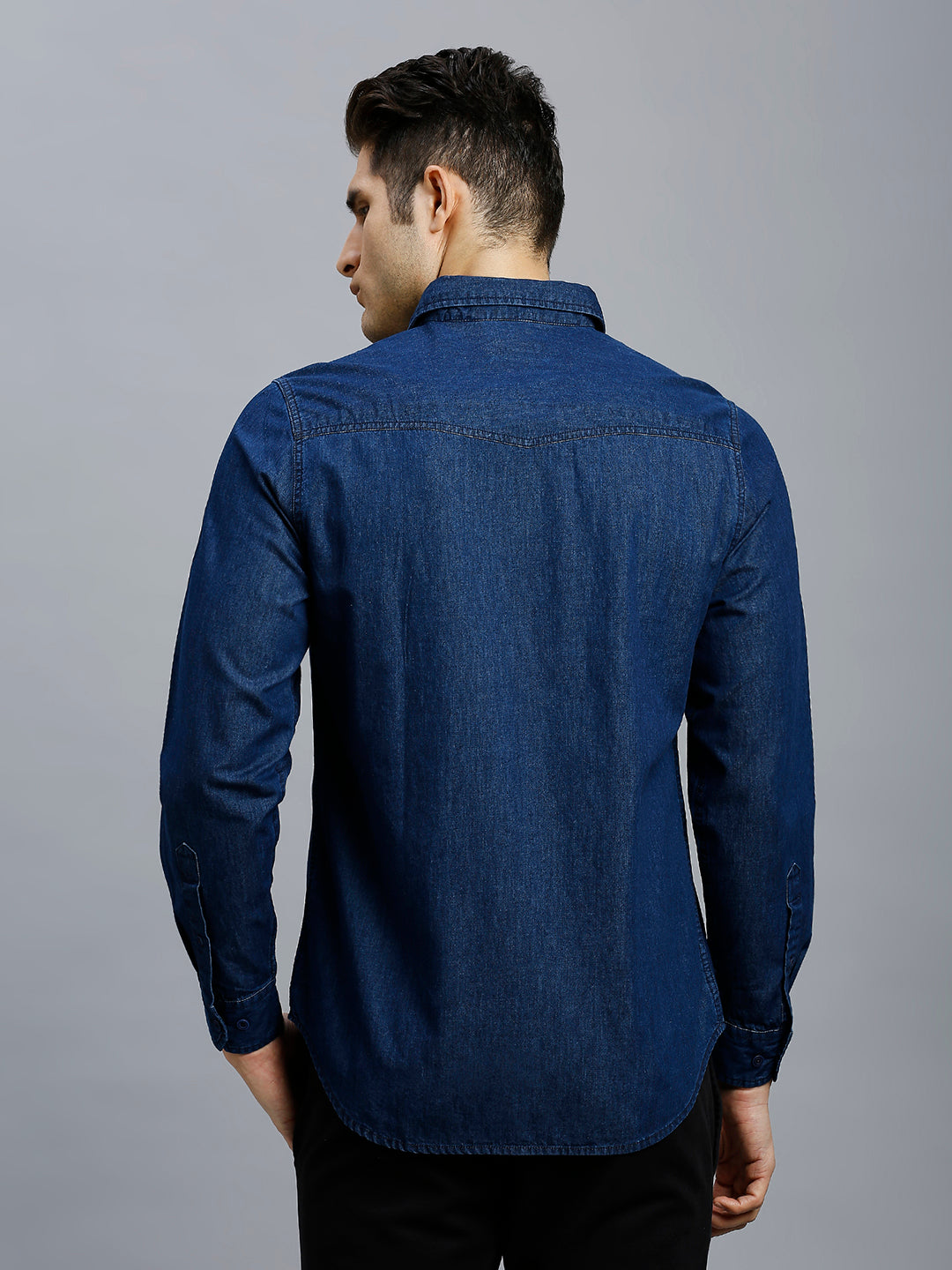Premium Best Dark Blue Denim 100% Cotton Slim Fit Casual Full Sleeve Shirt