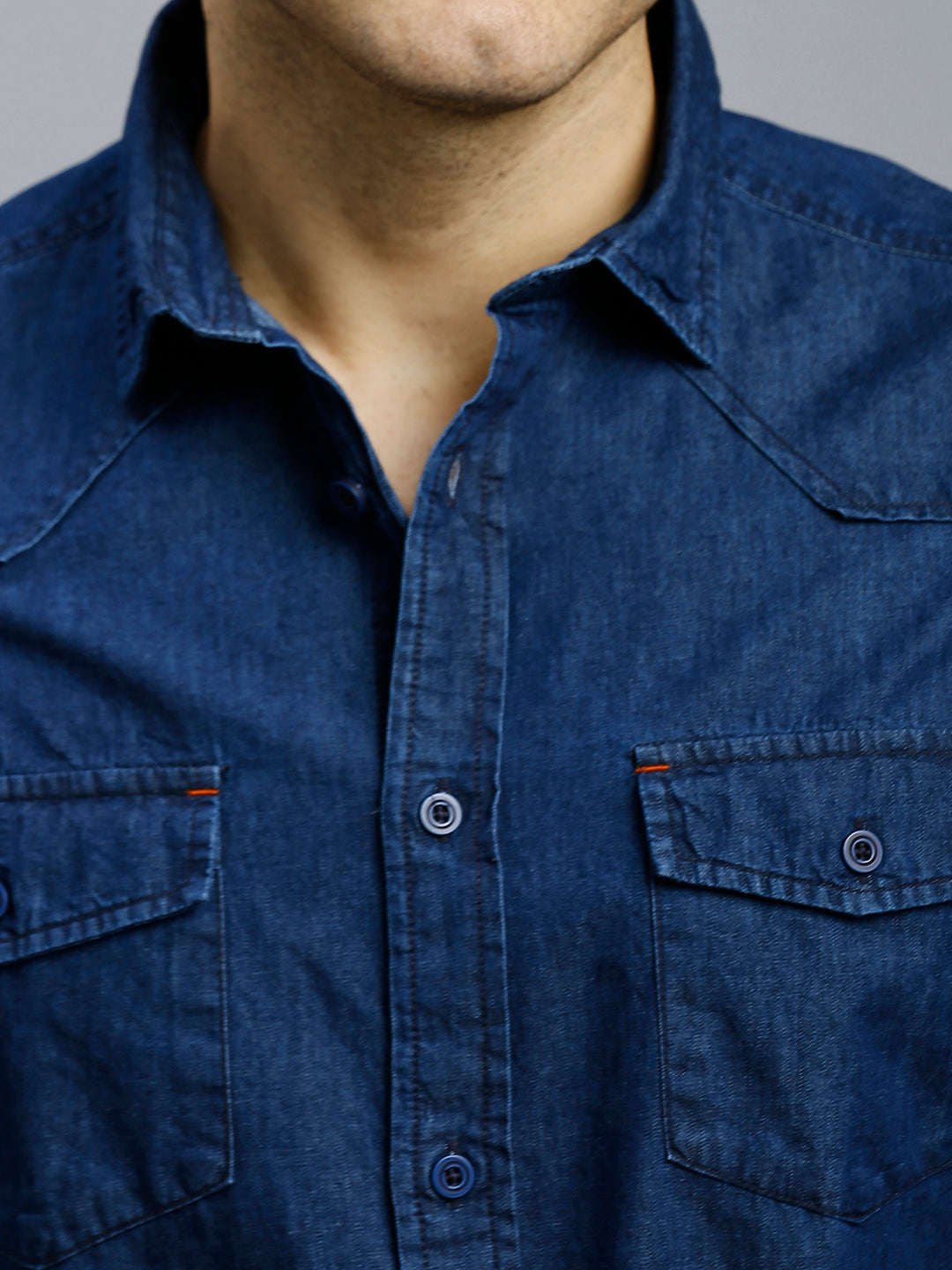 Premium Best Dark Blue Denim 100% Cotton Slim Fit Casual Full Sleeve Shirt