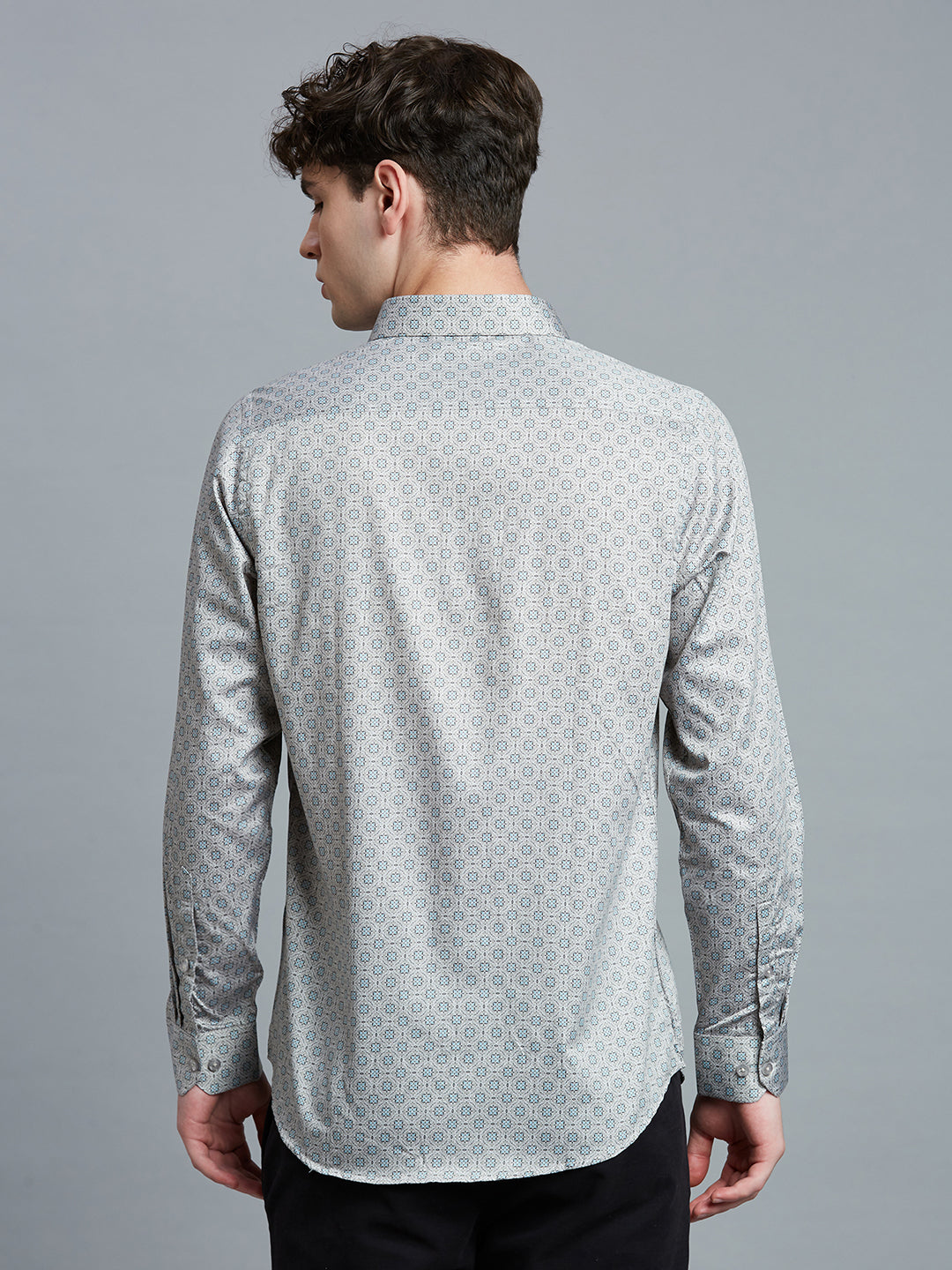 Fig Moss Printed 100% Cotton Slim Fit Casual Full Sleeve Shirt