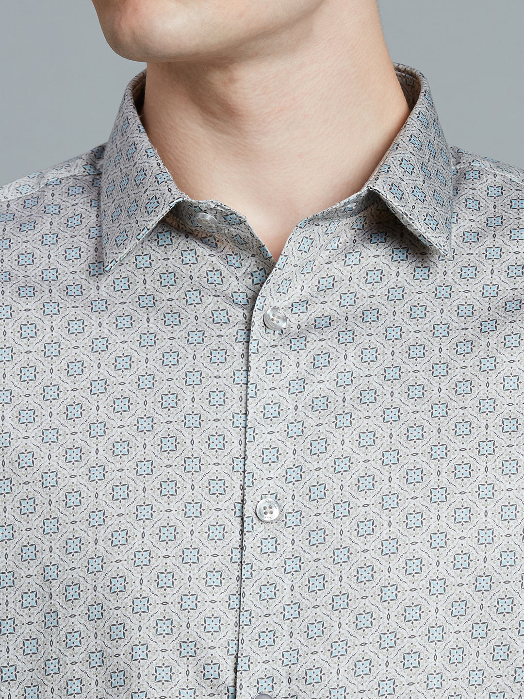 Fig Moss Printed 100% Cotton Slim Fit Casual Full Sleeve Shirt