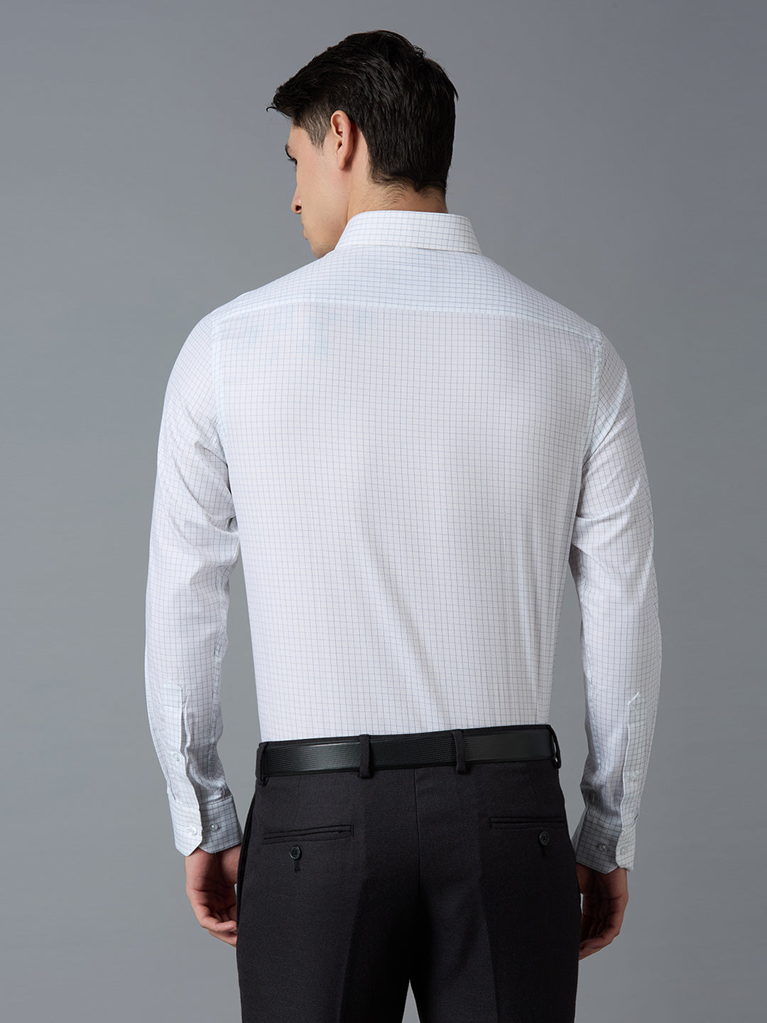 White & Light Blue Checks Pima Cotton Regular Fit Formal Full Sleeve Shirt