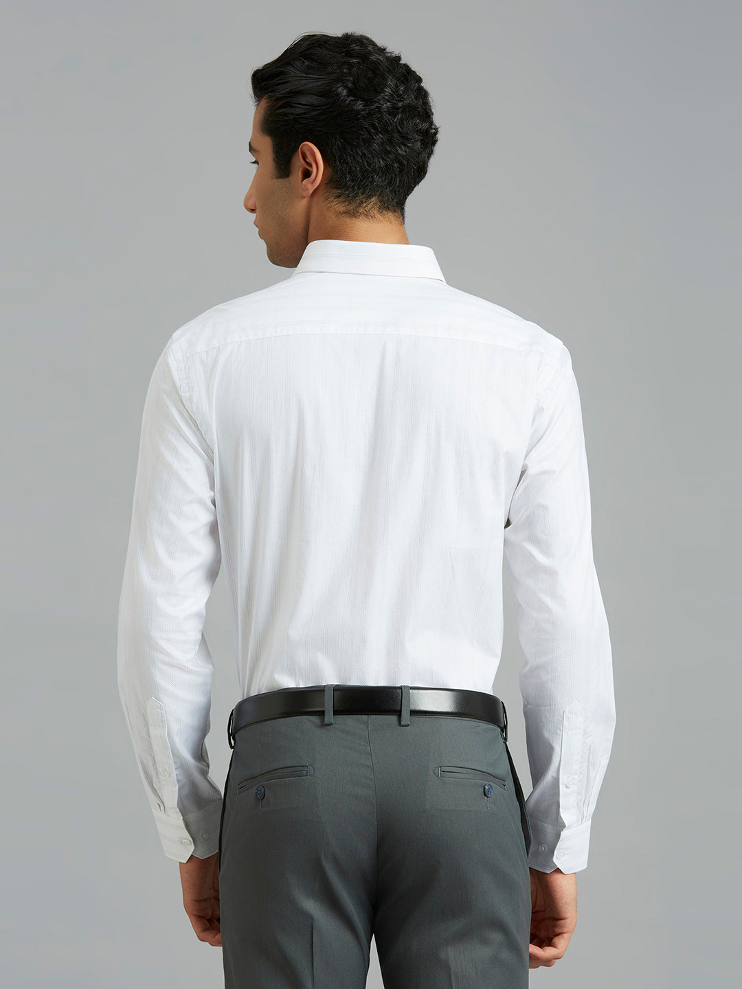White & Grey Stripe 100% Cotton Regular Fit Formal Full Sleeve Shirt