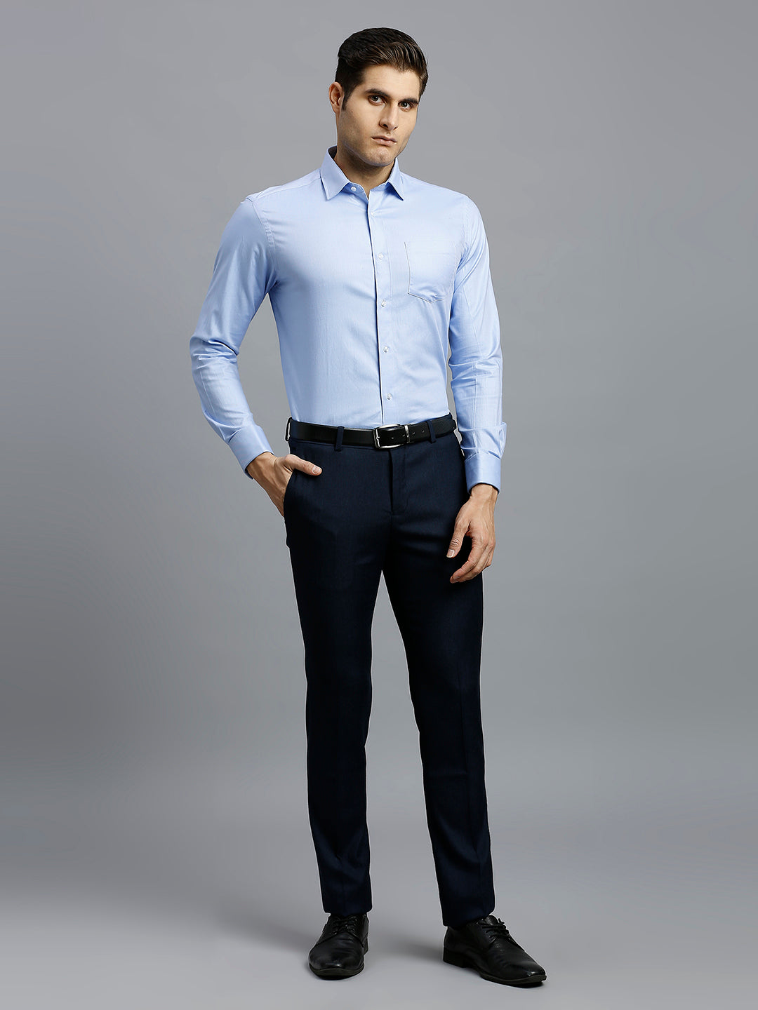 Sky Blue Dobby Y/D 100% Cotton Regular Fit Formal Full Sleeve Shirt