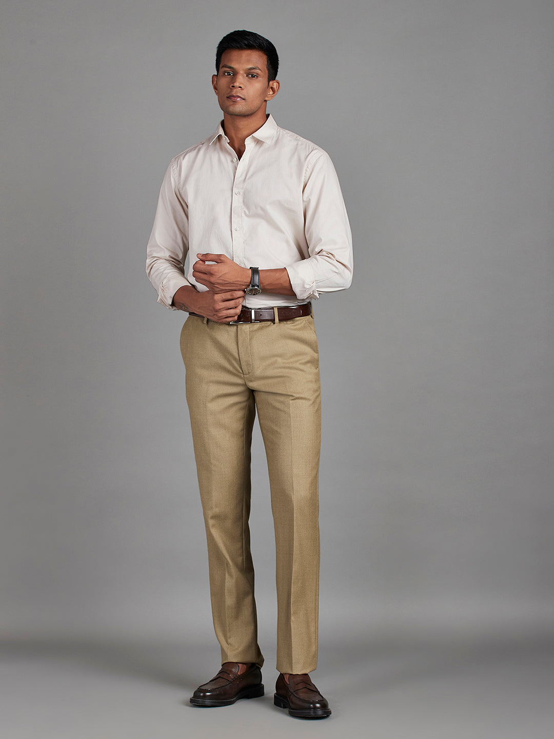 Mid Mix Brown Menswear Bottomwear Trousers