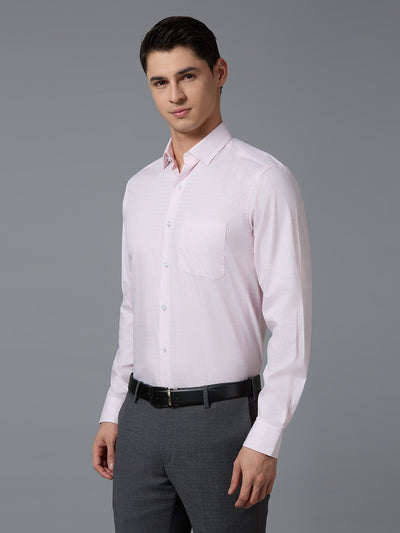 Men's Pure Cotton Checks Regular Fit Full Sleeve Formal Shirt - Pink